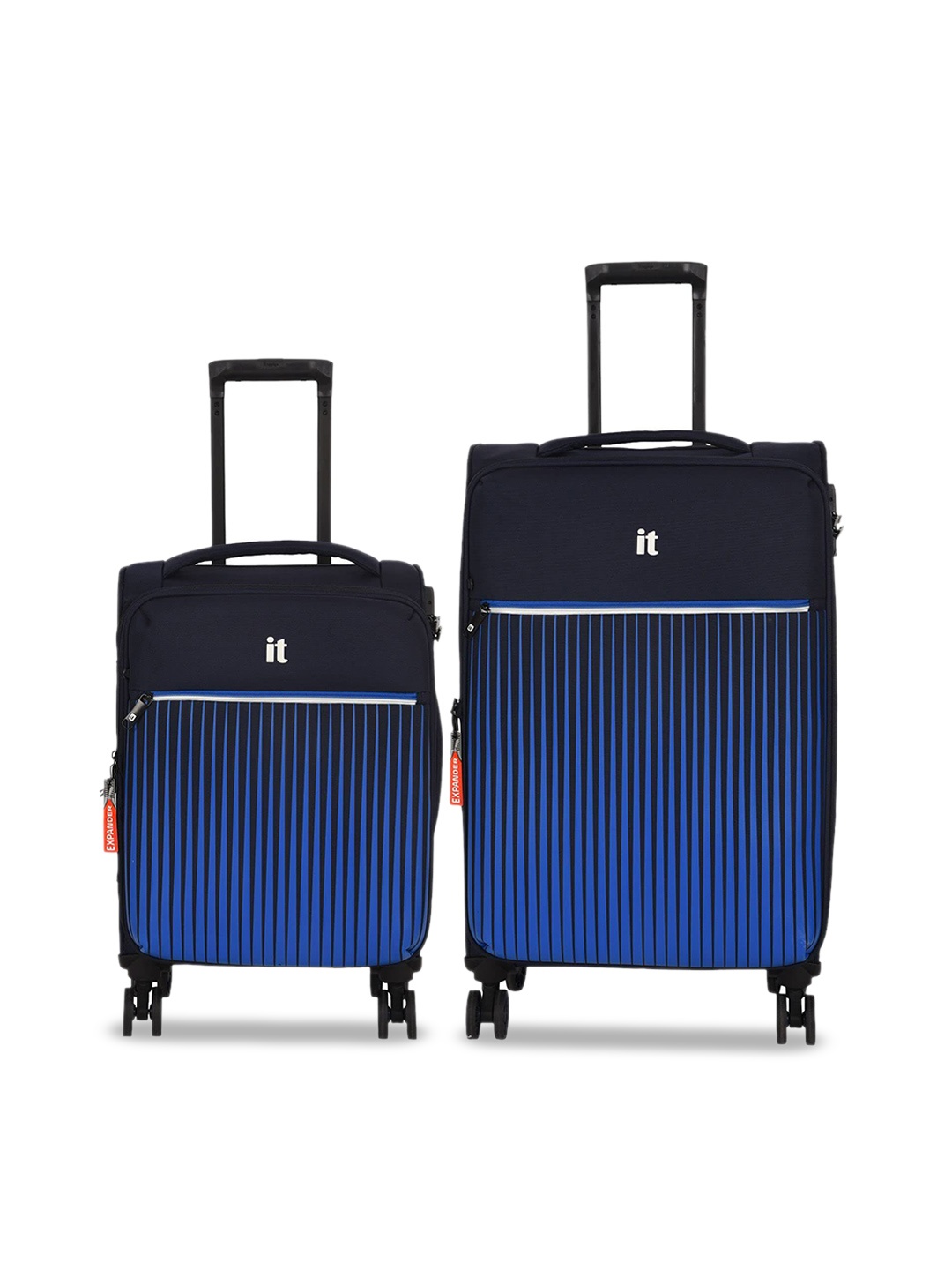 

IT luggage The Lite Set Of 2 Colourblocked Soft-Sided Trolley Suitcase, Blue