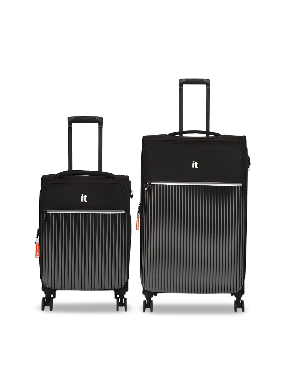 

IT luggage Unisex the lite Set Of 2 Soft Suitcase Trolley Bags, Black