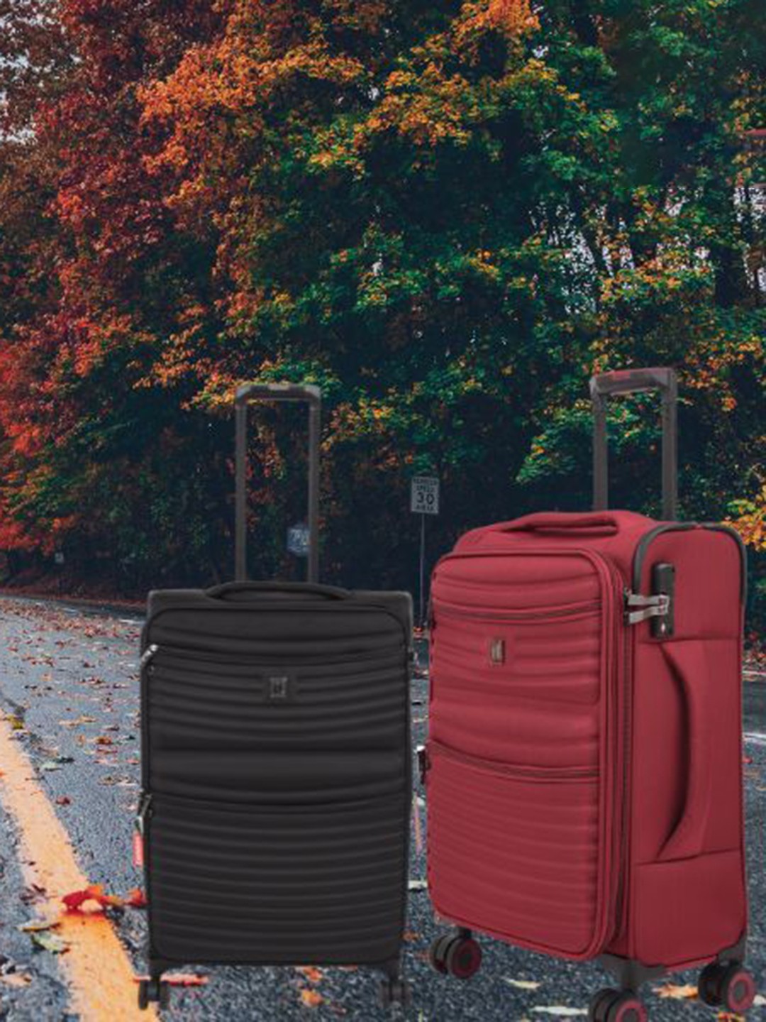 

IT luggage Precursor Set Of 2 Soft-Sided Trolley Suitcase, Black