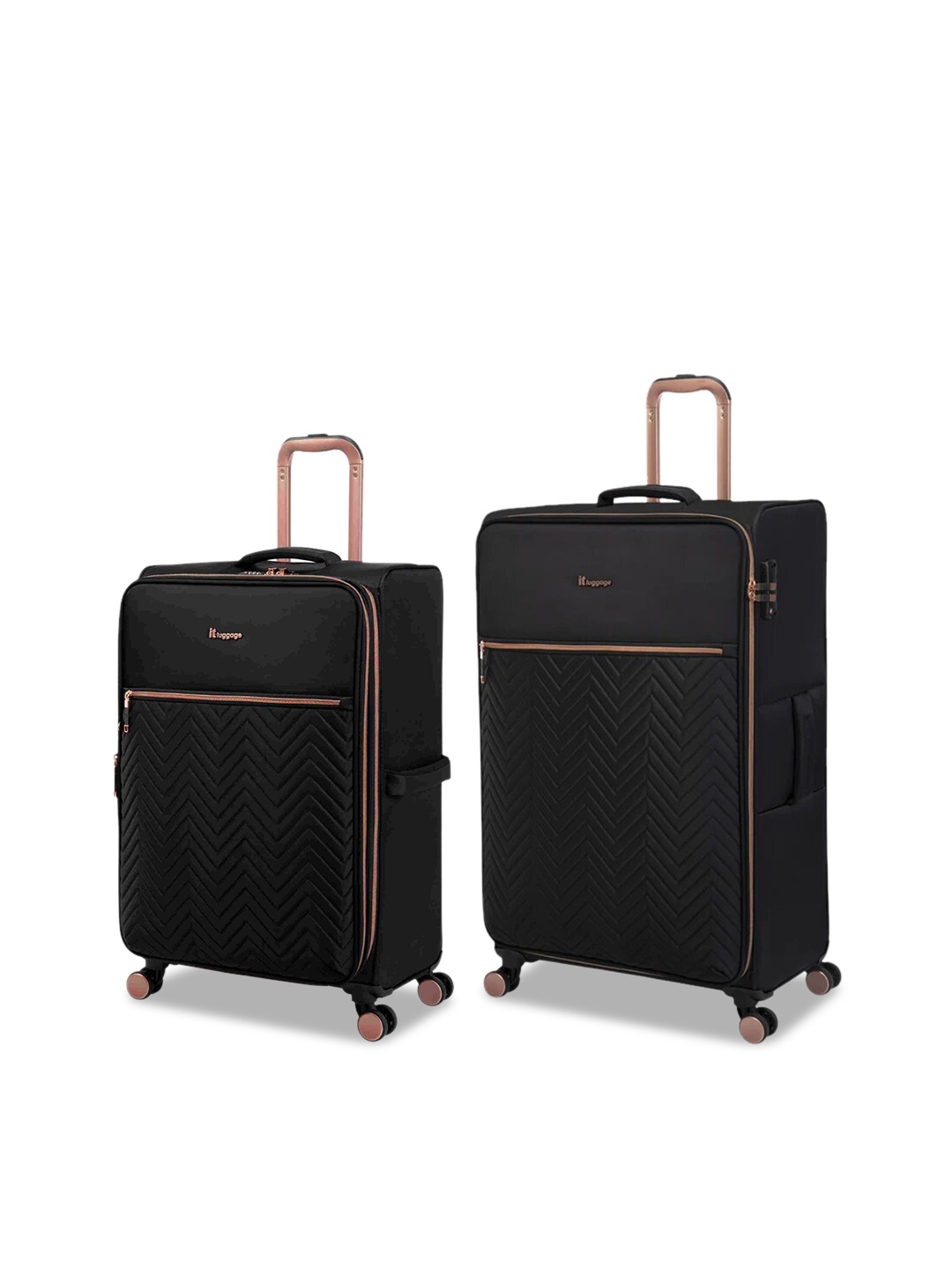 

IT luggage Bewitching Set Of 2 Soft -Sided Trolley Bags, Black