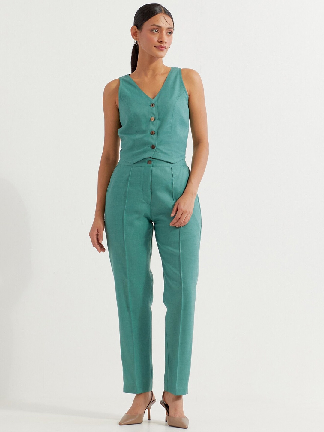 

THE INDIAN CAUSE Pure Cotton Vest & Trousers Co-Ord, Green