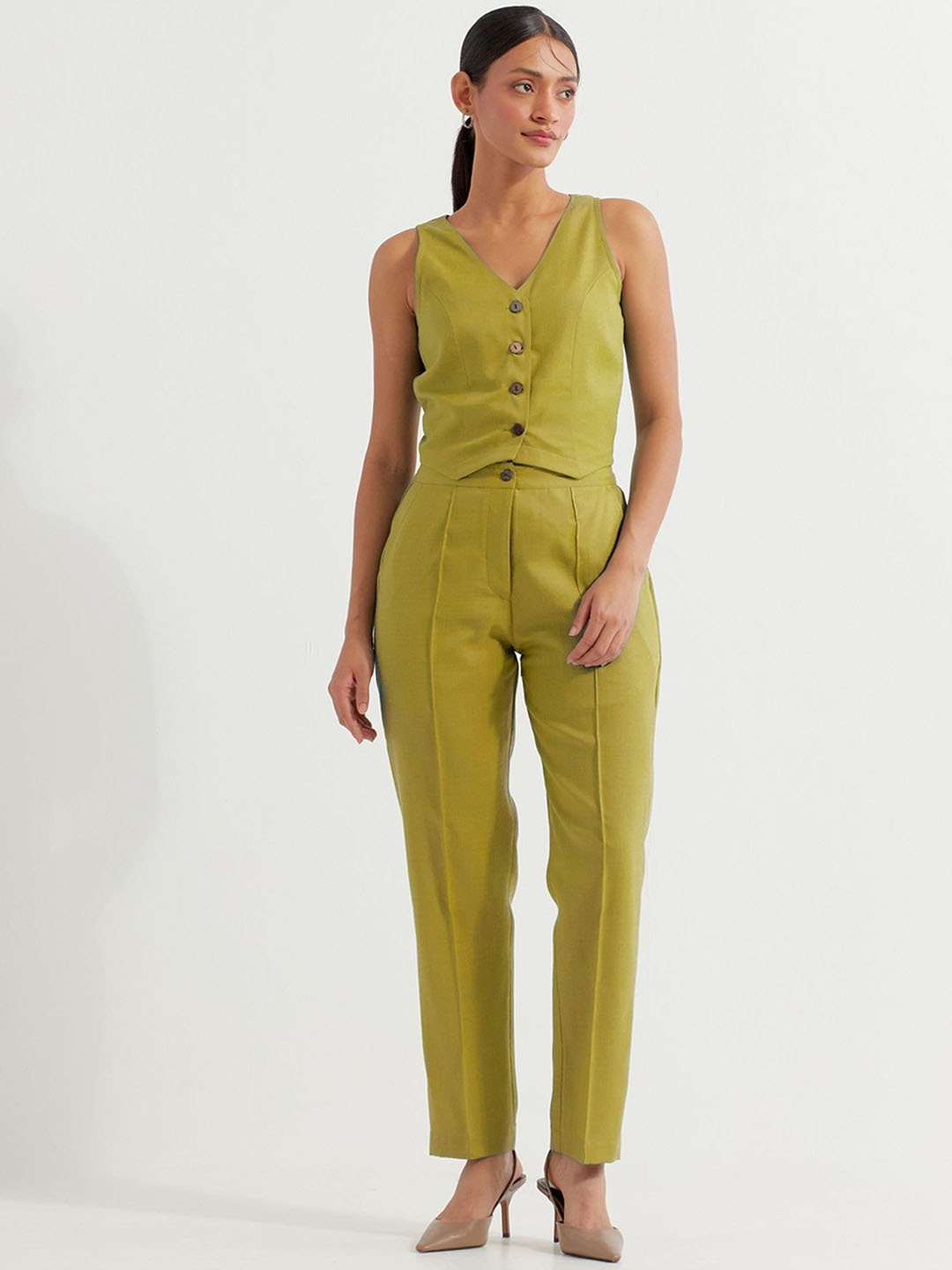 

THE INDIAN CAUSE Pure Cotton Vest & Trousers Co-Ord, Lime green