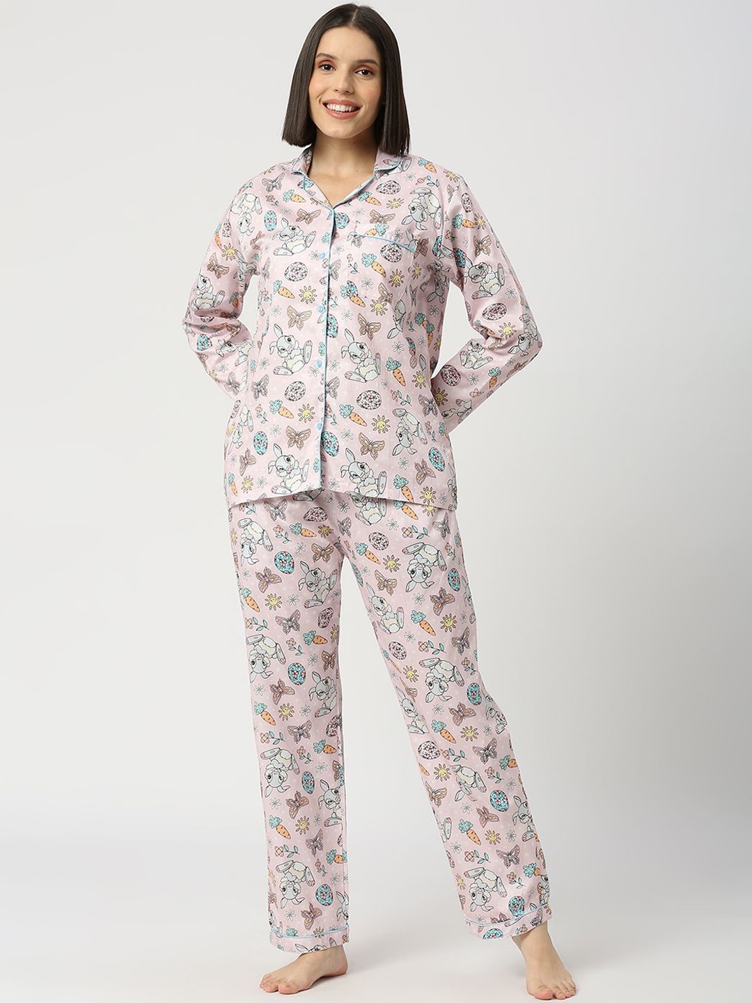 

Pyjama Party Women Printed Night suit, Pink