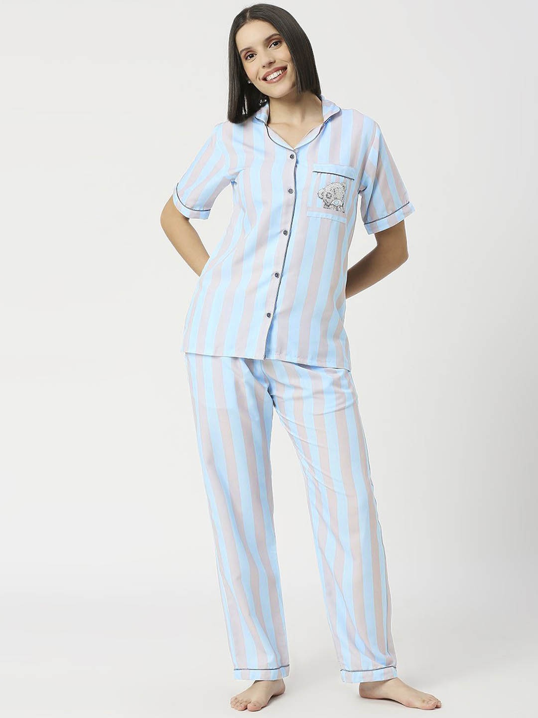 

Pyjama Party Women Printed Night suit, Blue