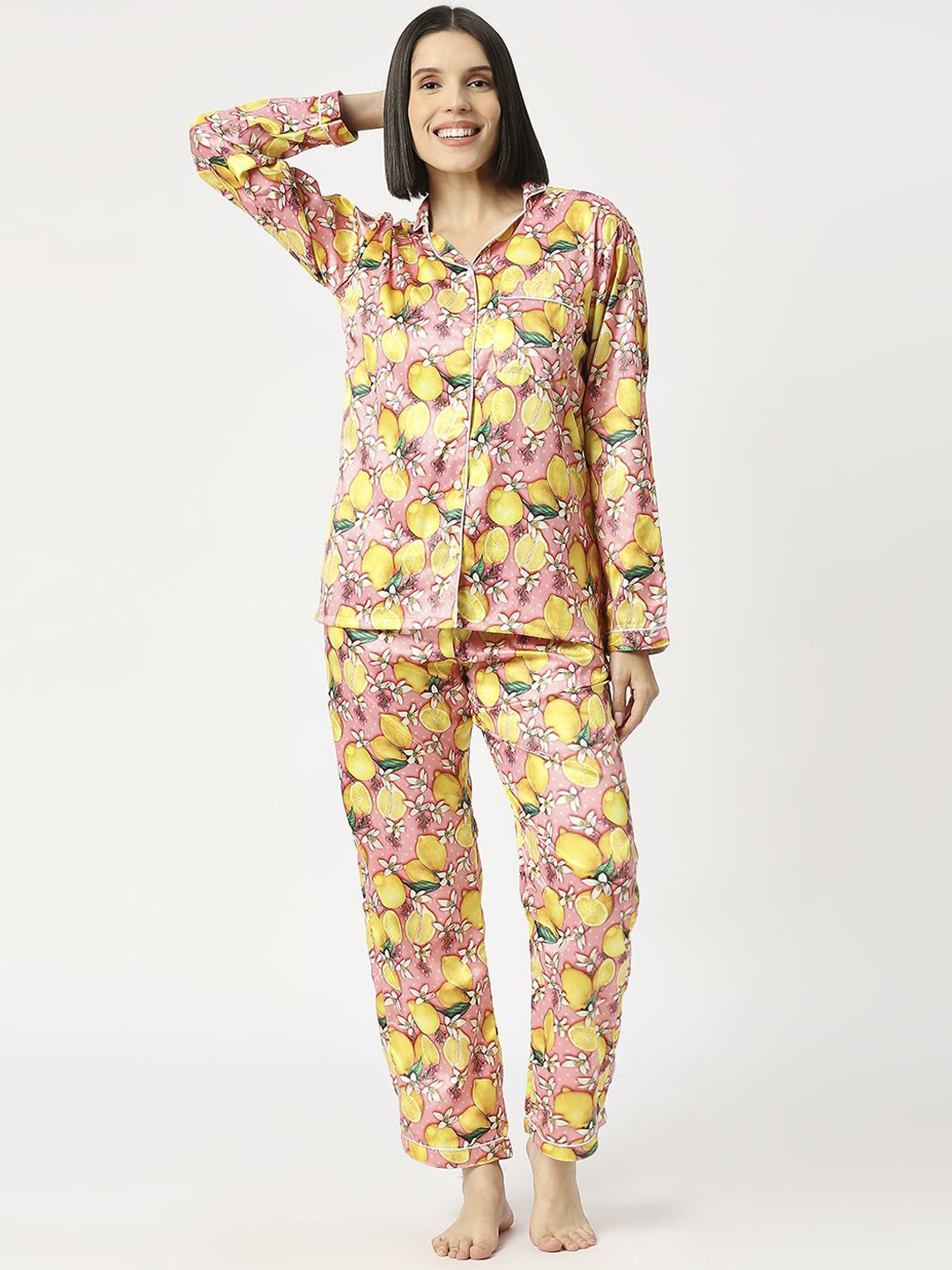

Pyjama Party Women Printed Night suit, Pink