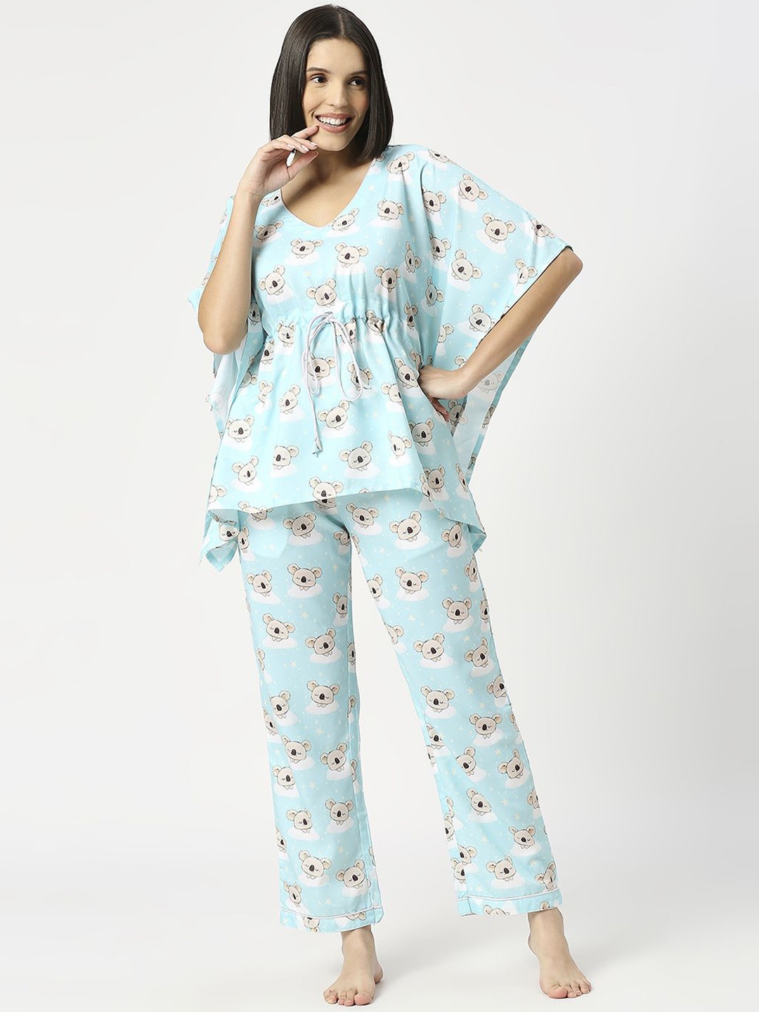 

Pyjama Party Women Printed Night suit, Green