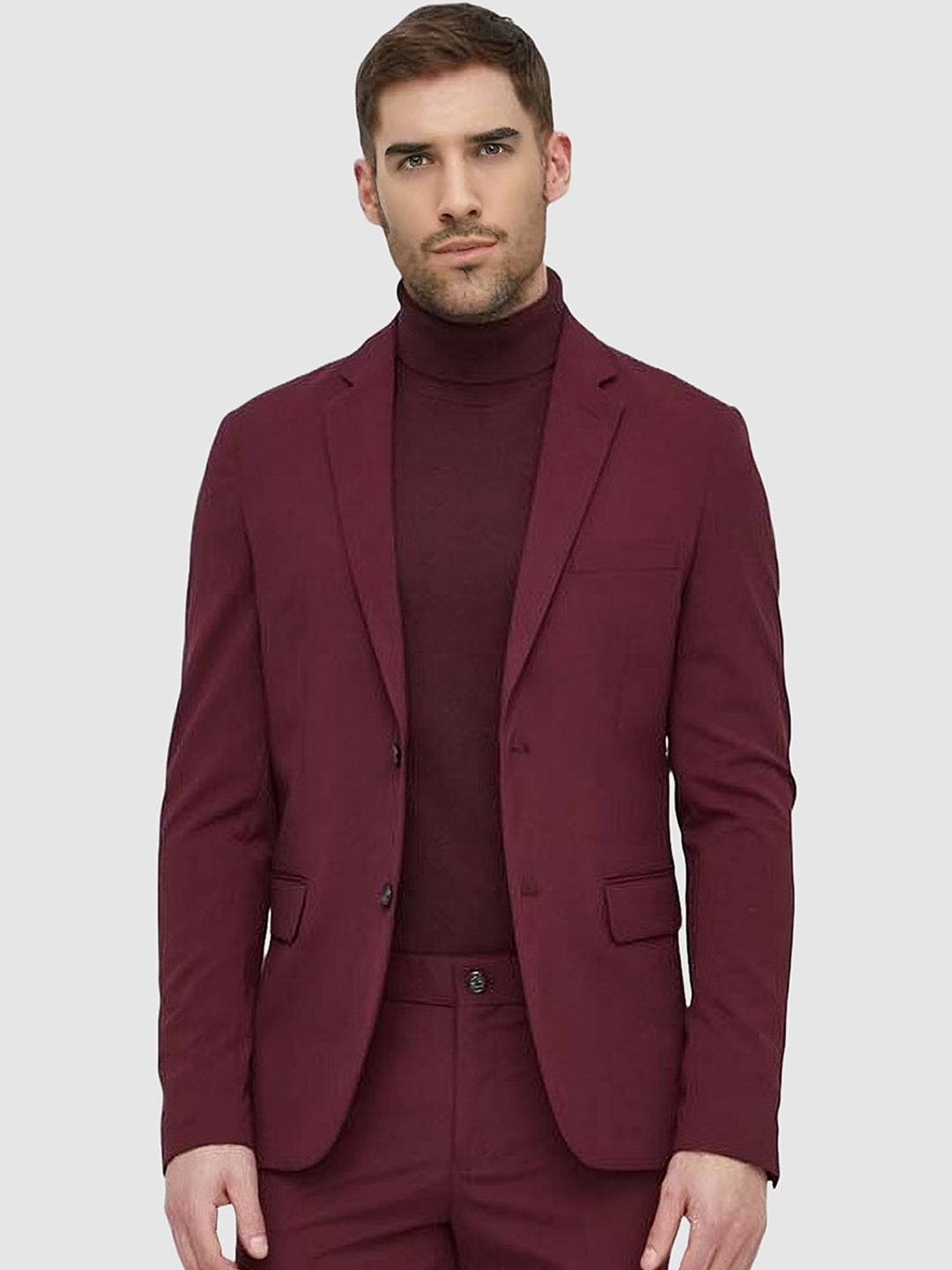 

BAESD Men Single-Breasted Notched Lapel Casual Blazer, Maroon