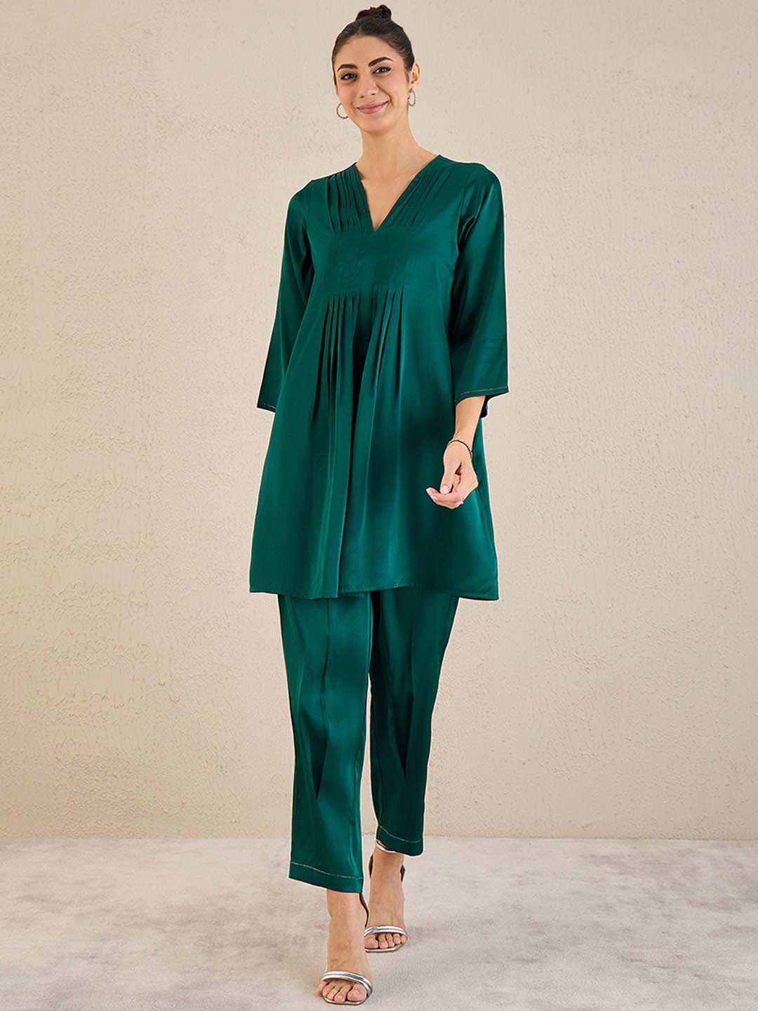 

First Resort by Ramola Bachchan Tunic With Trousers Co-Ords, Teal