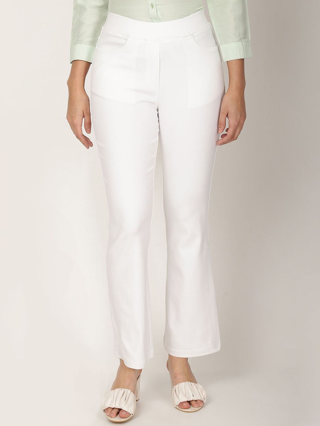 

FUTURO Women Smart Mid-Rise Trousers, White