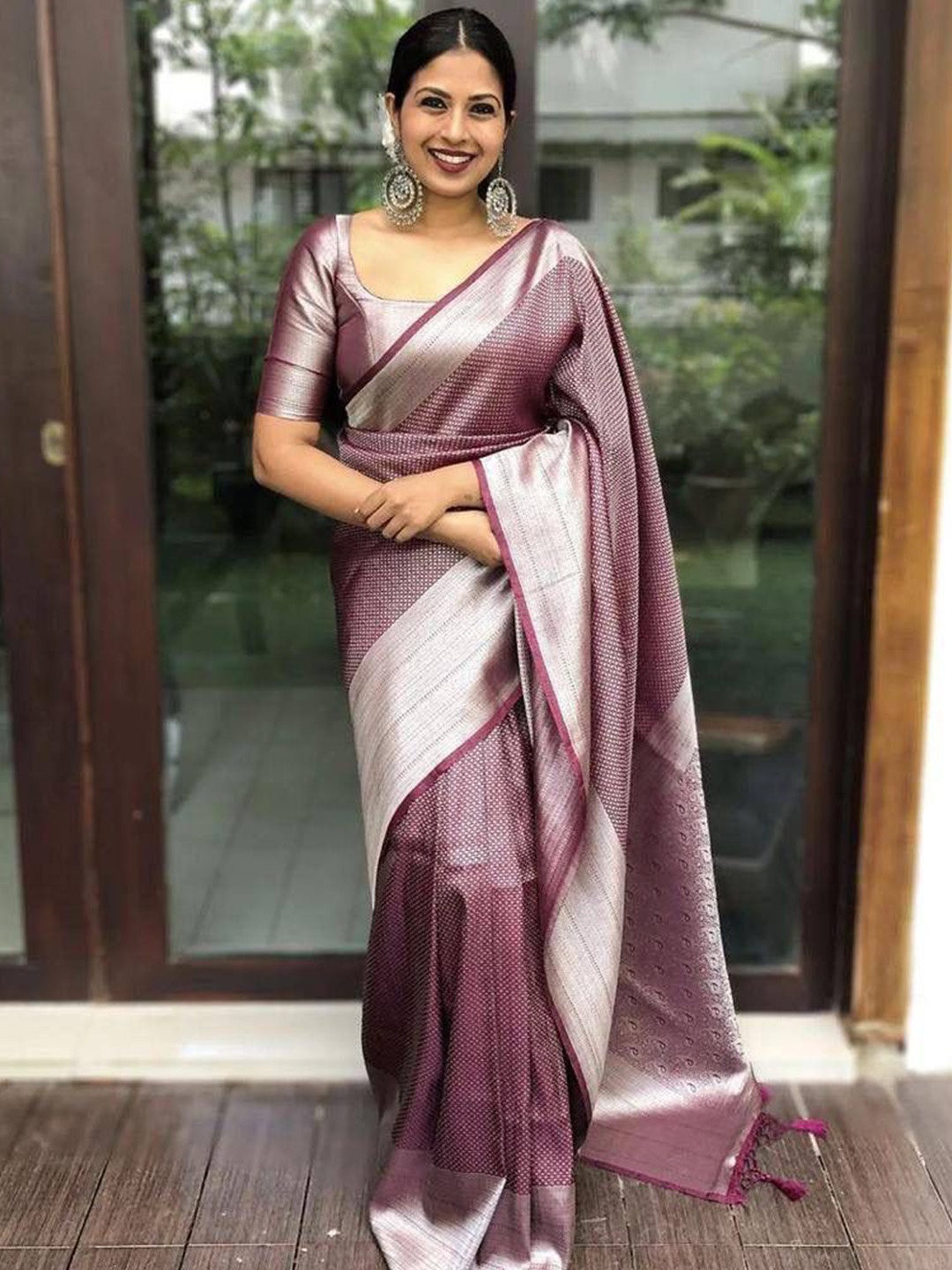 

S.K.C Ethnic Motifs Woven Designed Saree, Purple