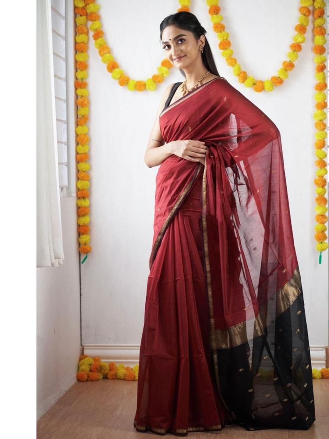 

S.K.C Woven Design Zari Banarasi Saree, Red