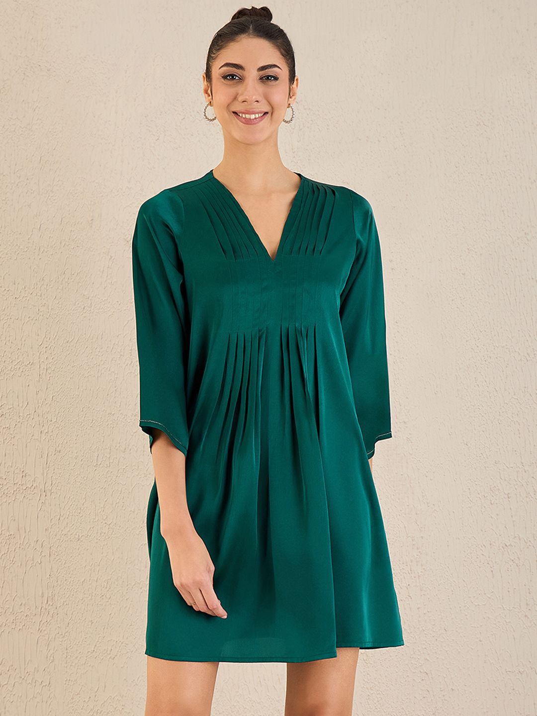 

First Resort by Ramola Bachchan V-Neck A-Line Dress, Teal
