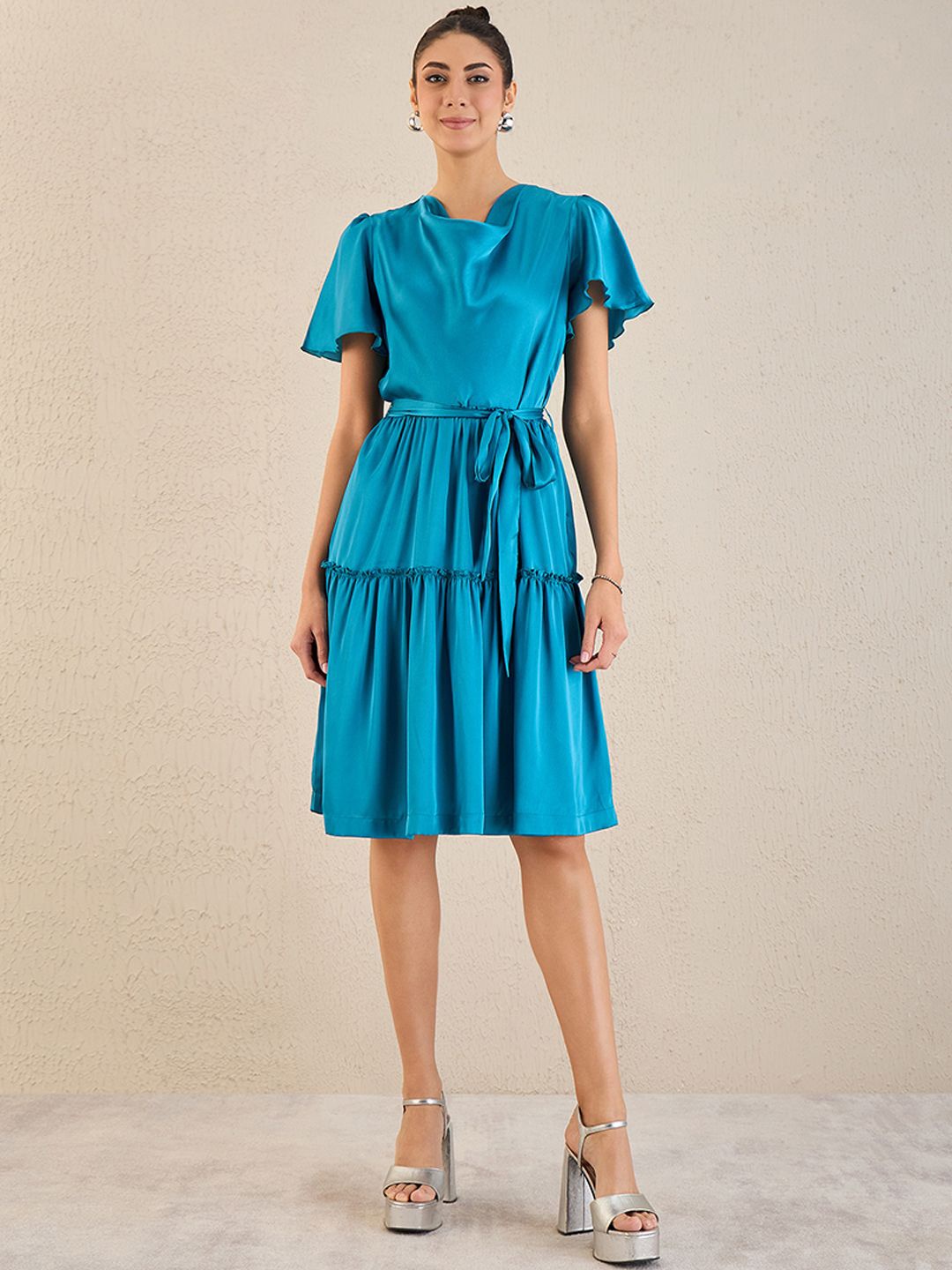 

First Resort by Ramola Bachchan Layered Fit & Flare Dress, Blue