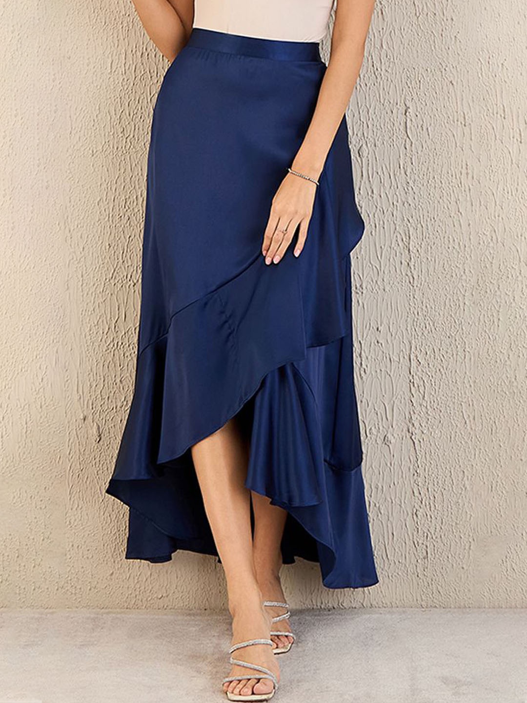 

First Resort by Ramola Bachchan Flared Maxi Skirts, Navy blue