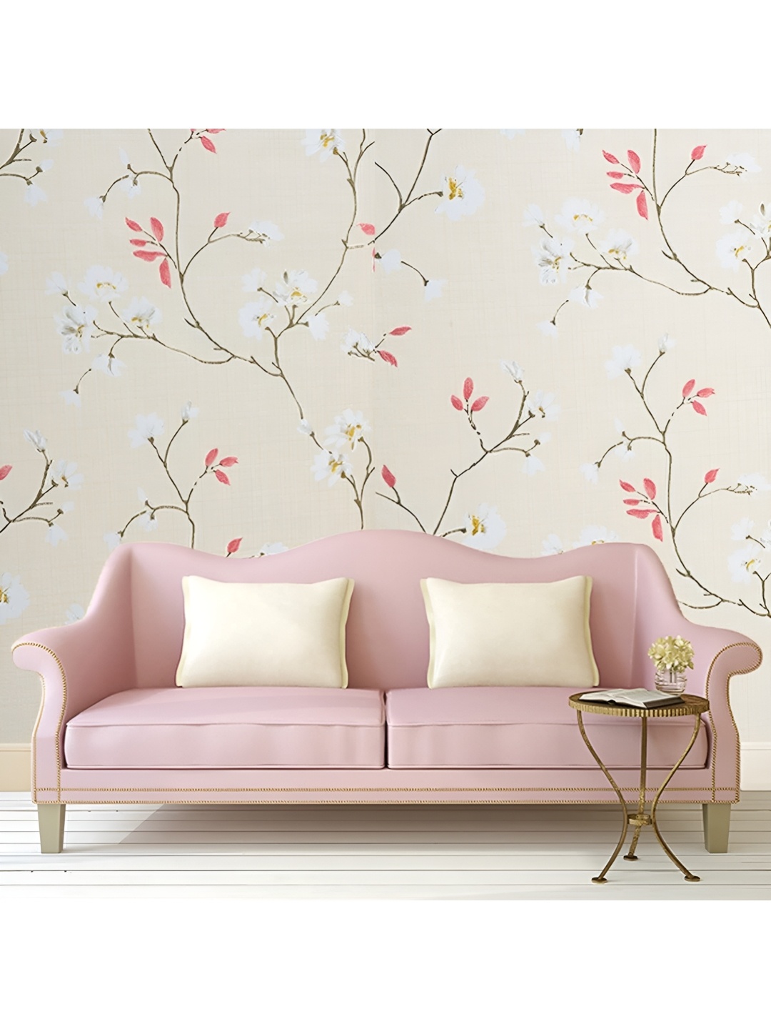 HOMEMATES Beige & Pink Printed Waterproof Wall Sticker