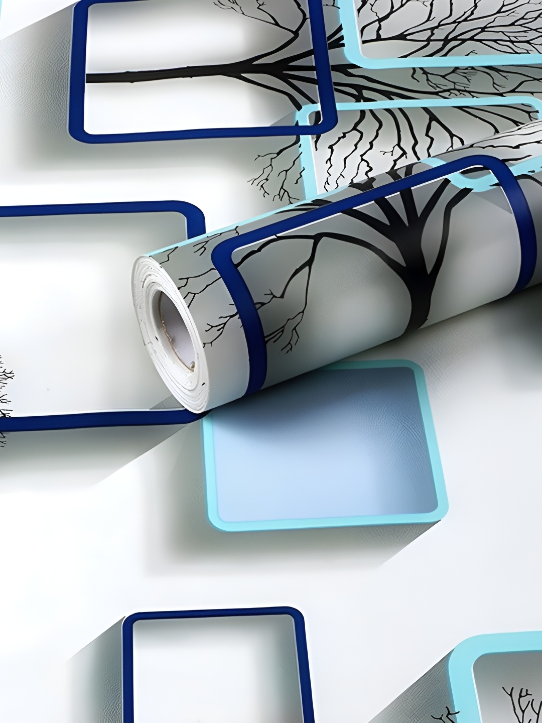 

HOMEMATES White & Blue Printed Waterproof Wall Sticker