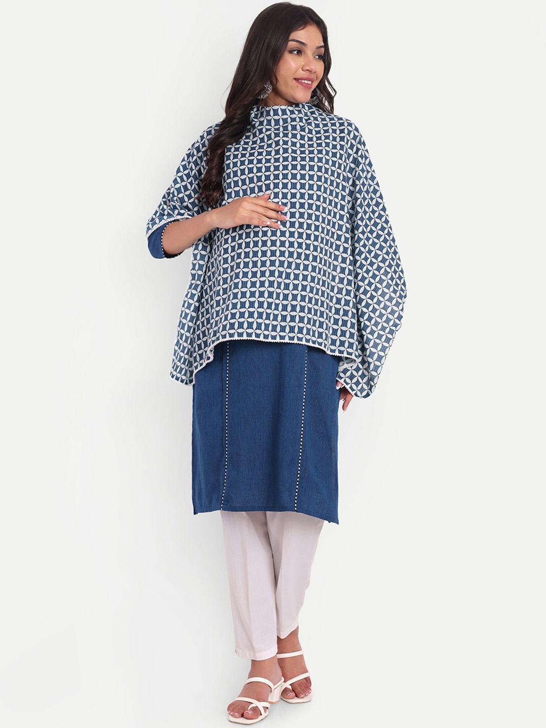 

THOTTIL Printed Cotton Breathable Nursing Cover, Blue