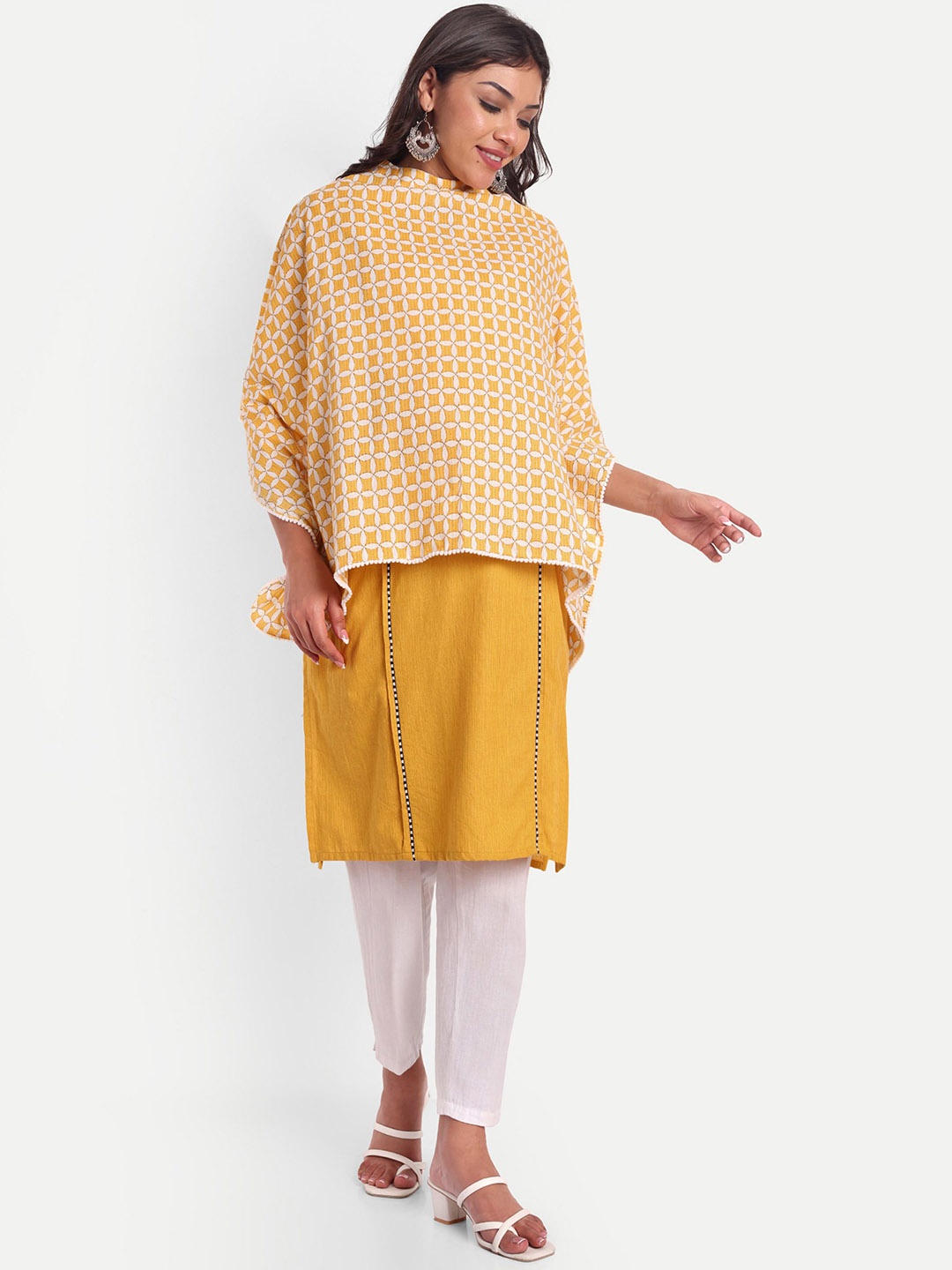 

THOTTIL Printed Cotton Breathable Nursing cover, Yellow