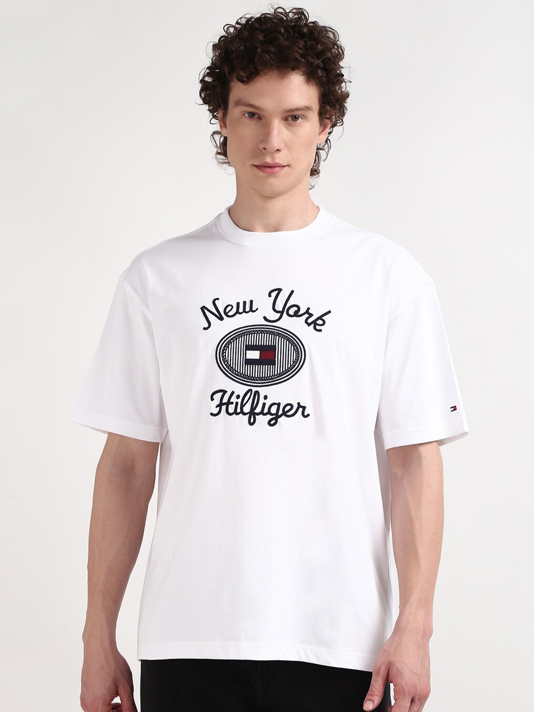 Tommy Hilfiger Men Typography Printed Round Neck T-shirt, White