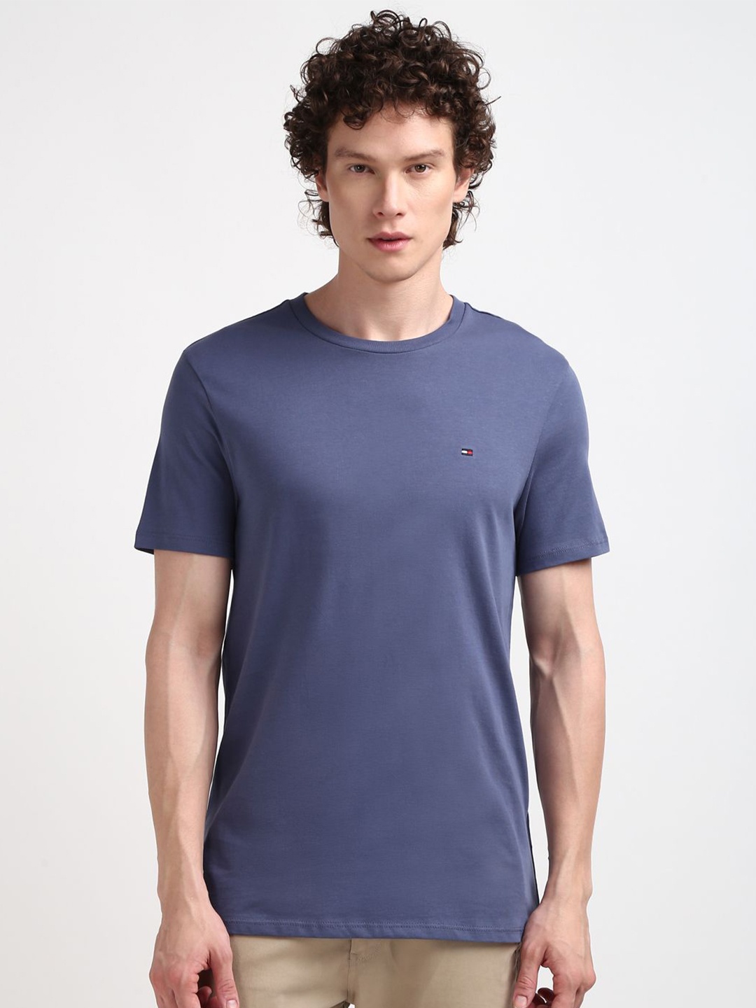 

Tommy Hilfiger Men Round Neck Solid T-shirt, Blue