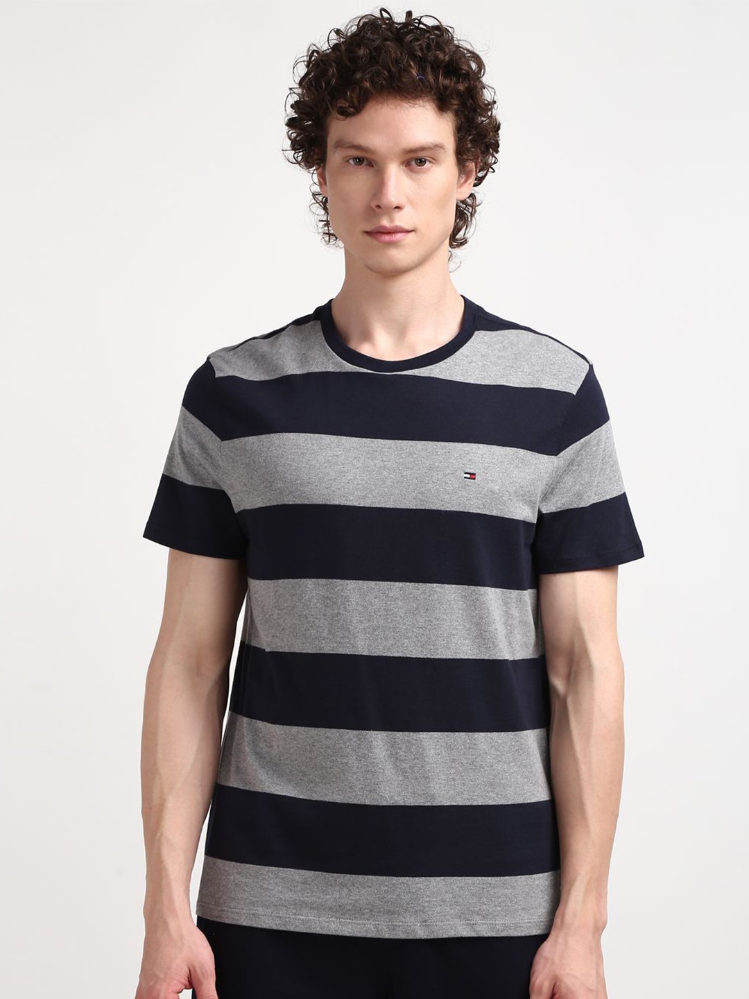 

Tommy Hilfiger Men Colourblocked Round Neck T-shirt, Navy blue