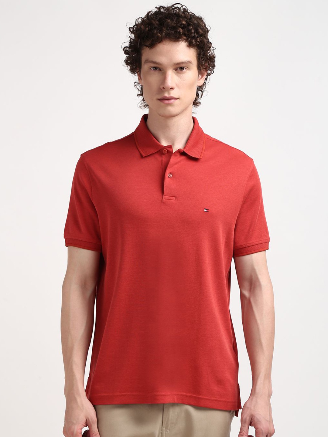 

Tommy Hilfiger Men Solid Polo Collar T-shirt, Red