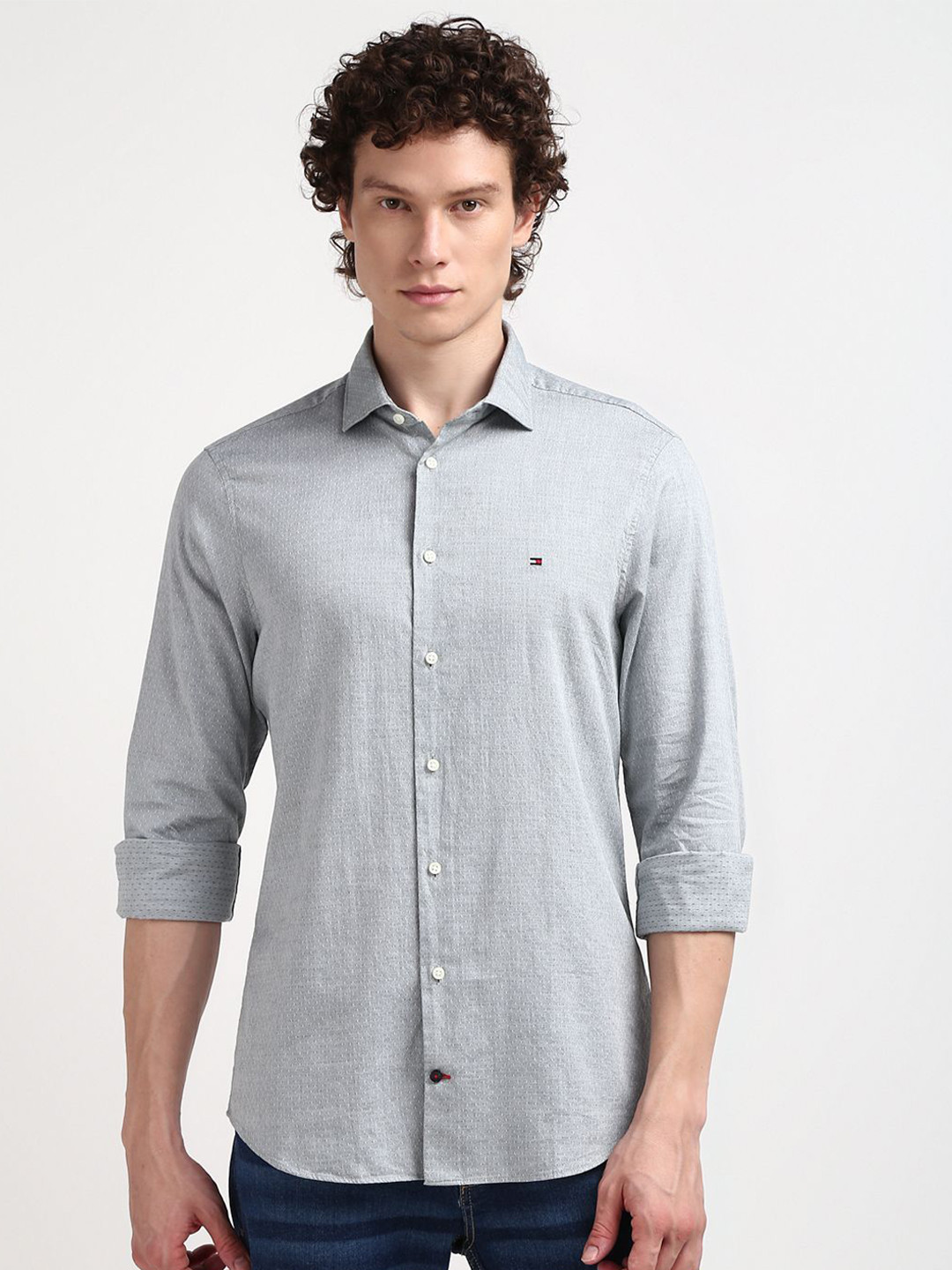 

Tommy Hilfiger Men Opaque Self-Design Casual Shirt, Green