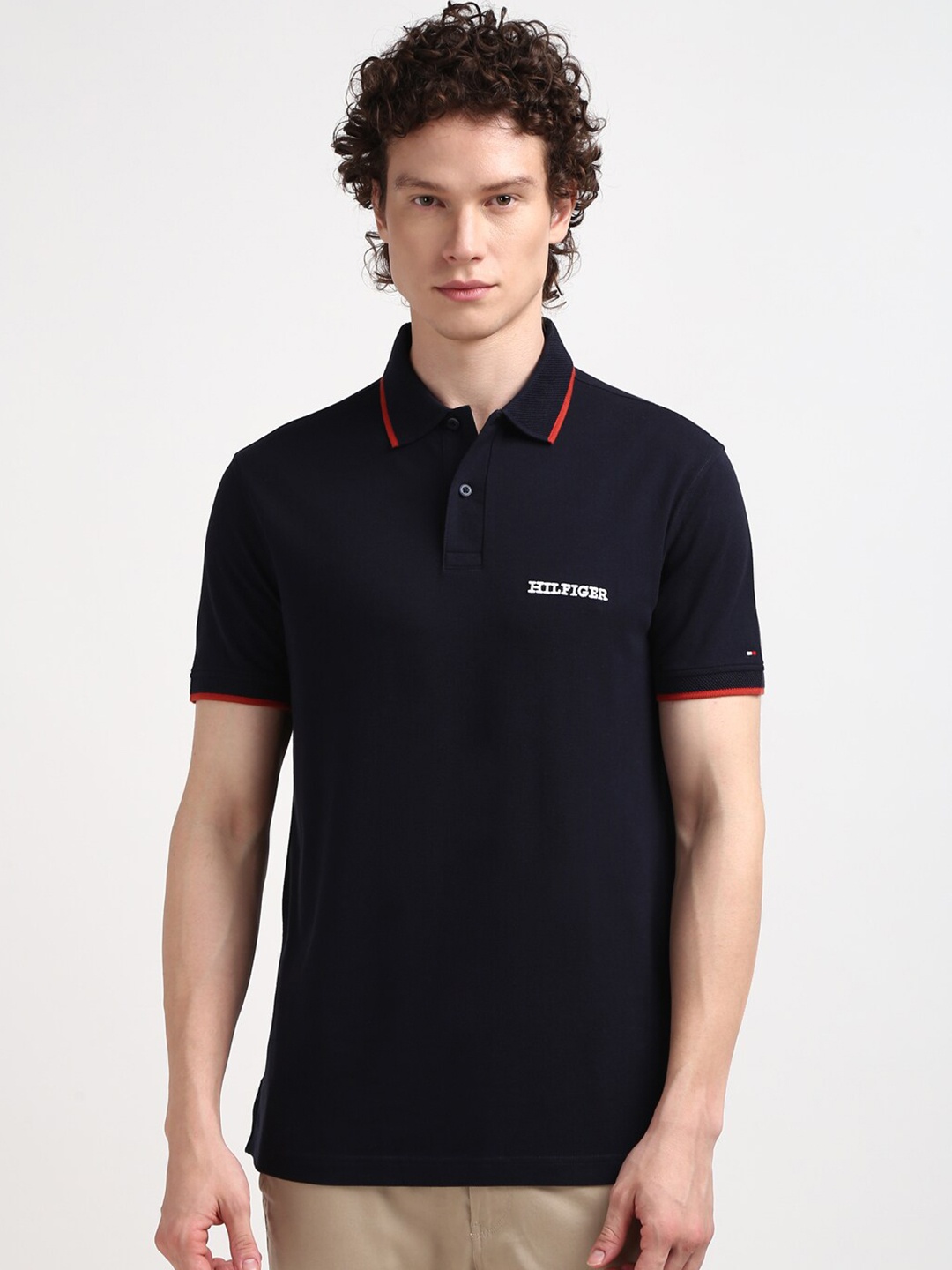 Tommy Hilfiger Men Solid Polo Collar T-shirt, Navy blue