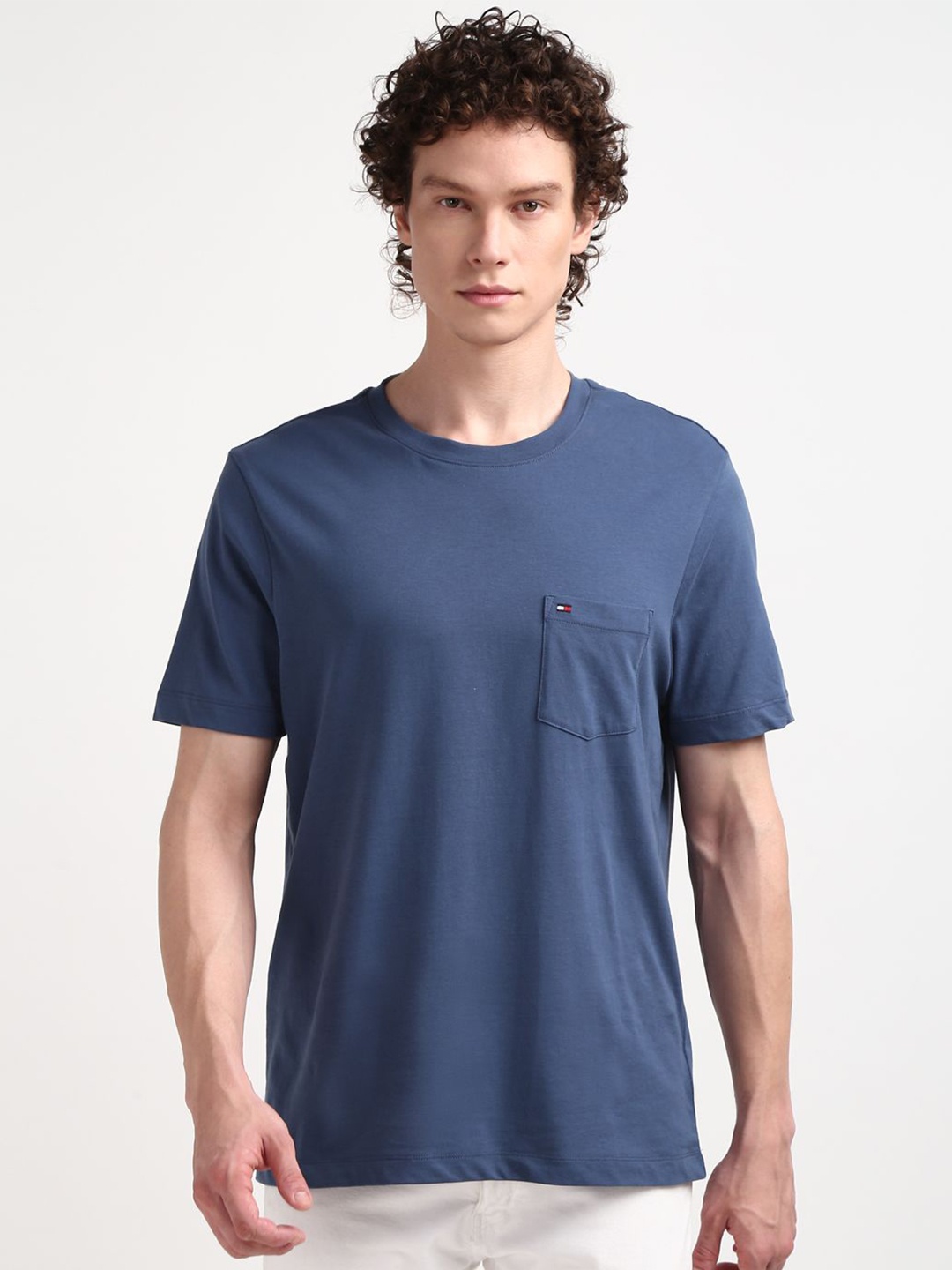 

Tommy Hilfiger Men Cotton Round Neck Pocket T-shirt, Blue