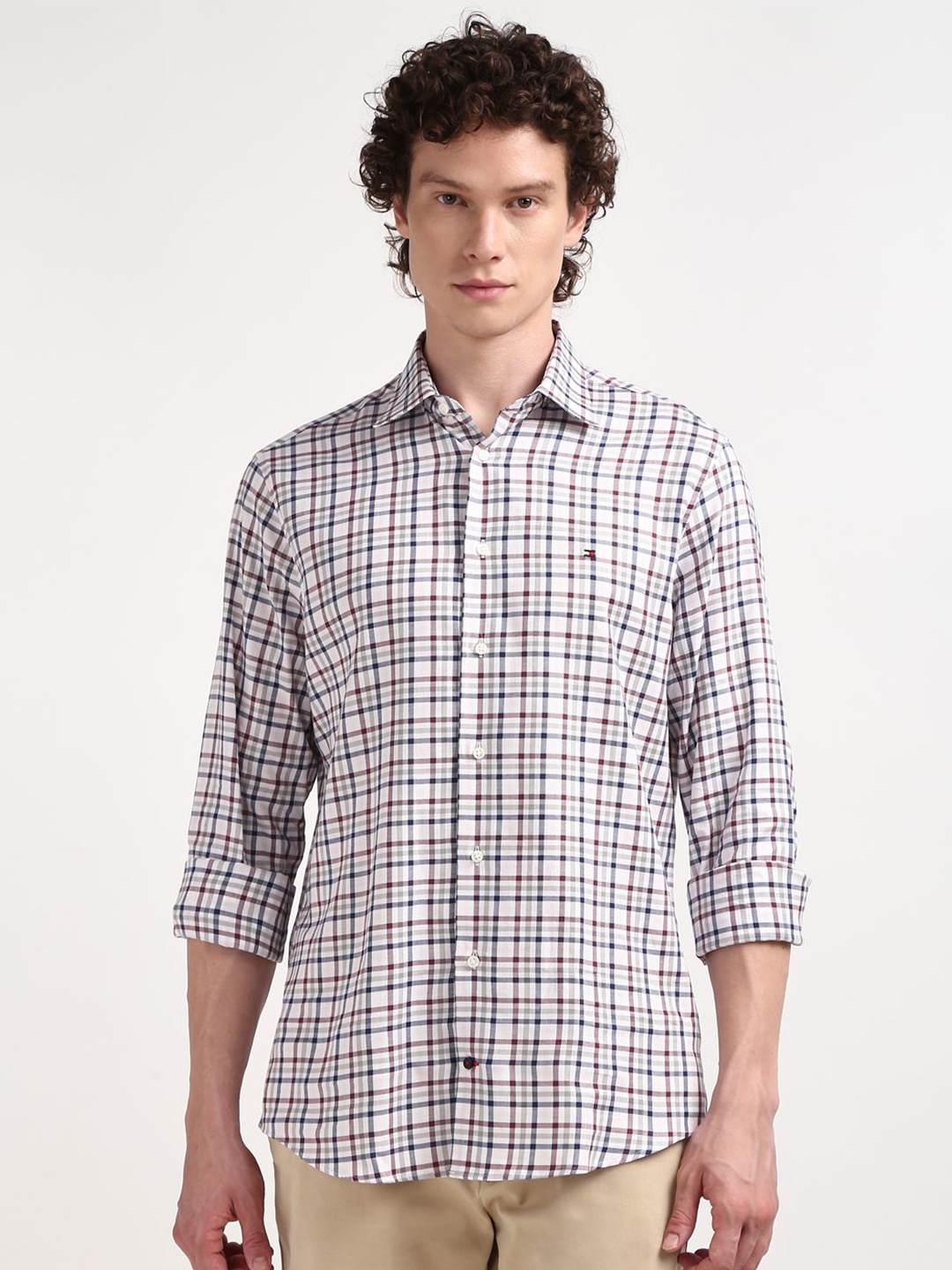 

Tommy Hilfiger Men Grid Tattersall Checks Casual Shirt, White