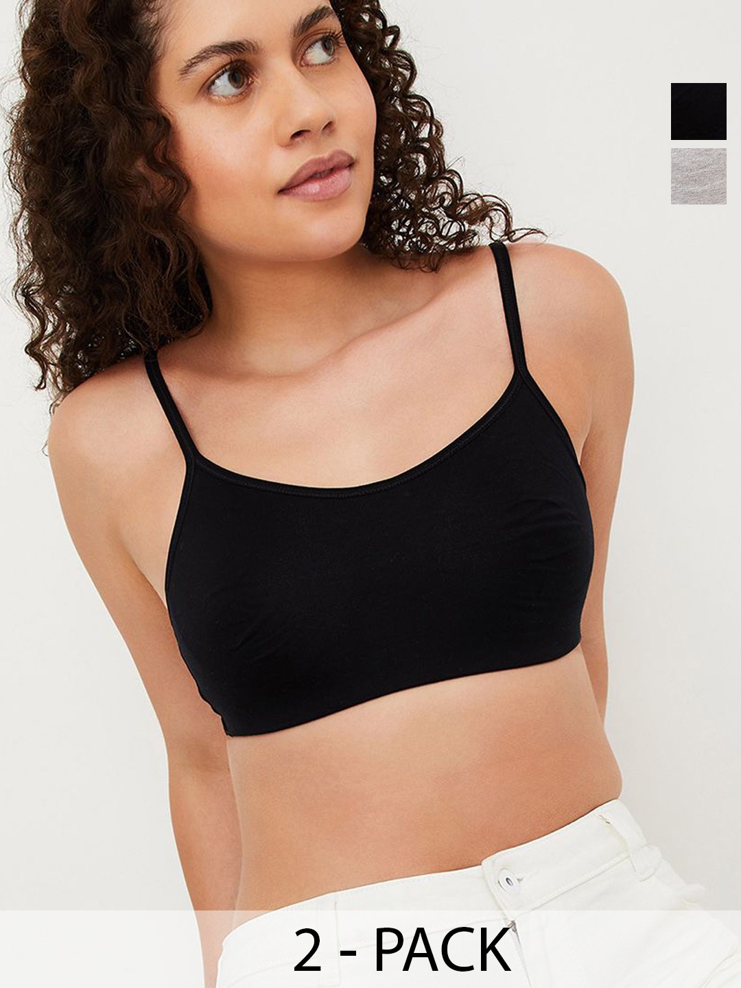 

max Bra Full Coverage Lightly Padded Pack of 2, Grey