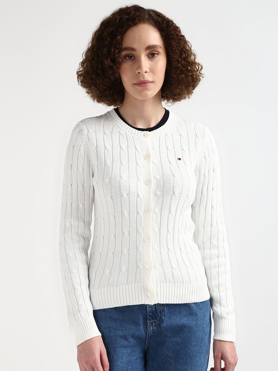 

Tommy Hilfiger Women Cable Cotton Knit Cardigan, White