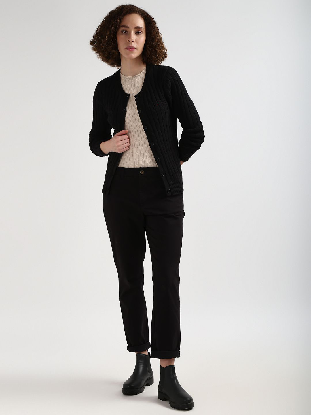 

Tommy Hilfiger Women Cable Knit Cardigan Sweaters, Black