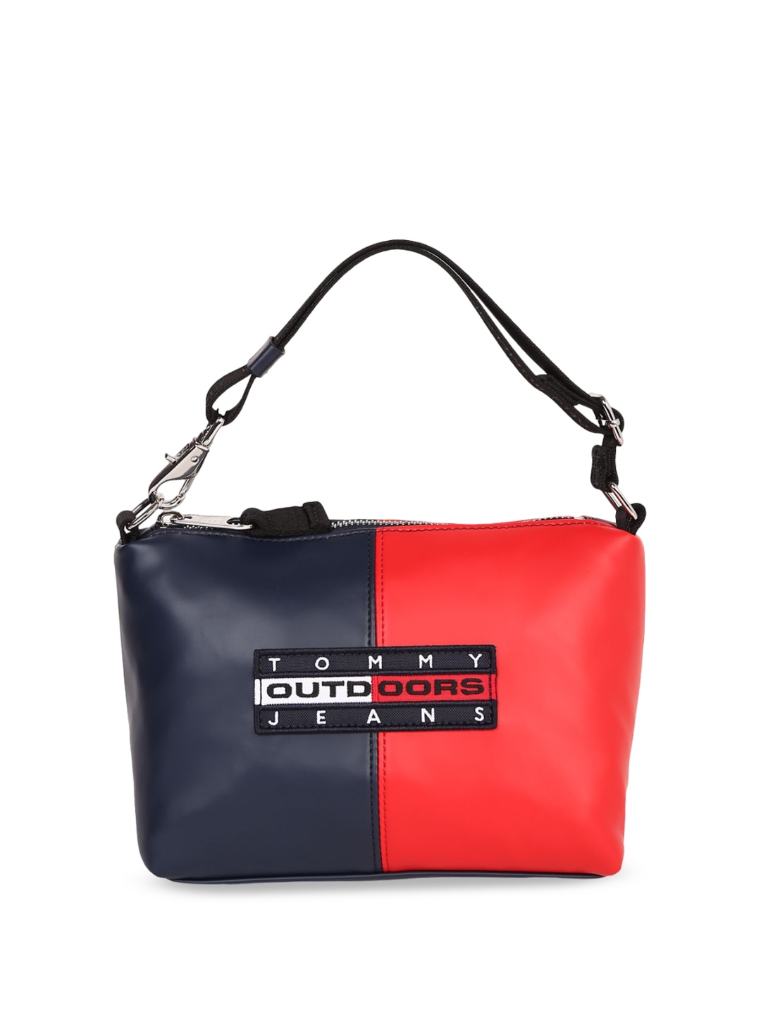 

Tommy Hilfiger Women PU Colourblocked Structured Handheld Bag, Red