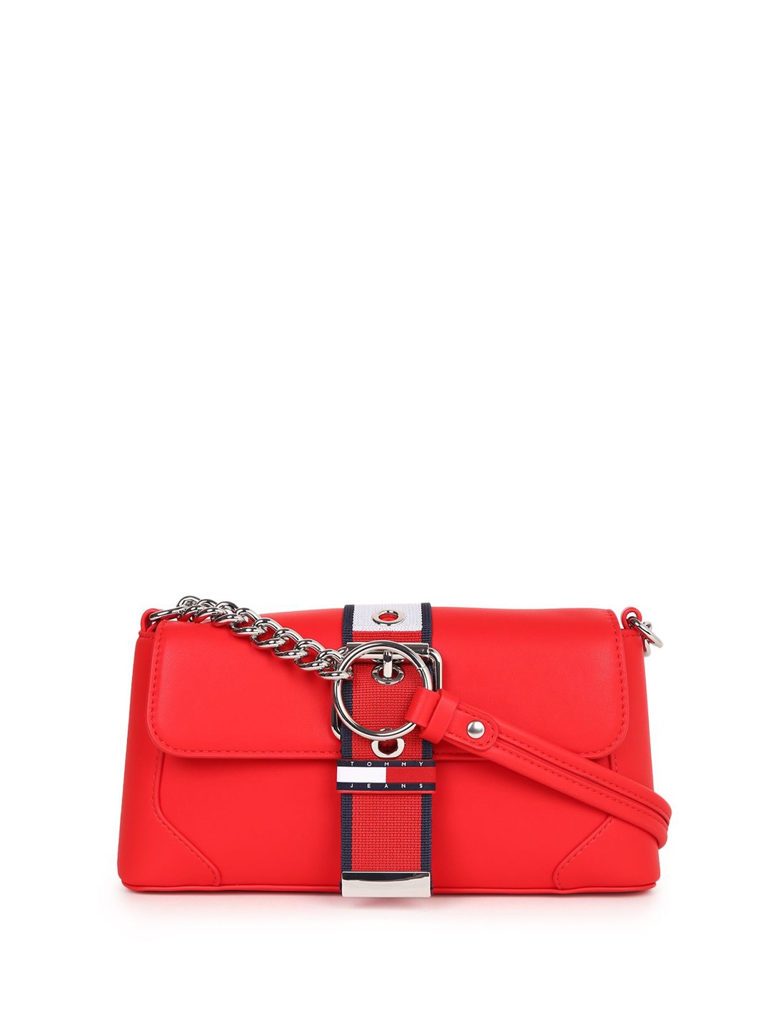 

Tommy Hilfiger PU Structured Sling Bag with Bow Detail, Red