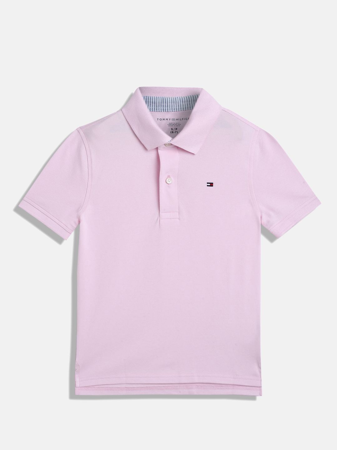 

Tommy Hilfiger Boys Solid Polo Collar T-shirt, Pink