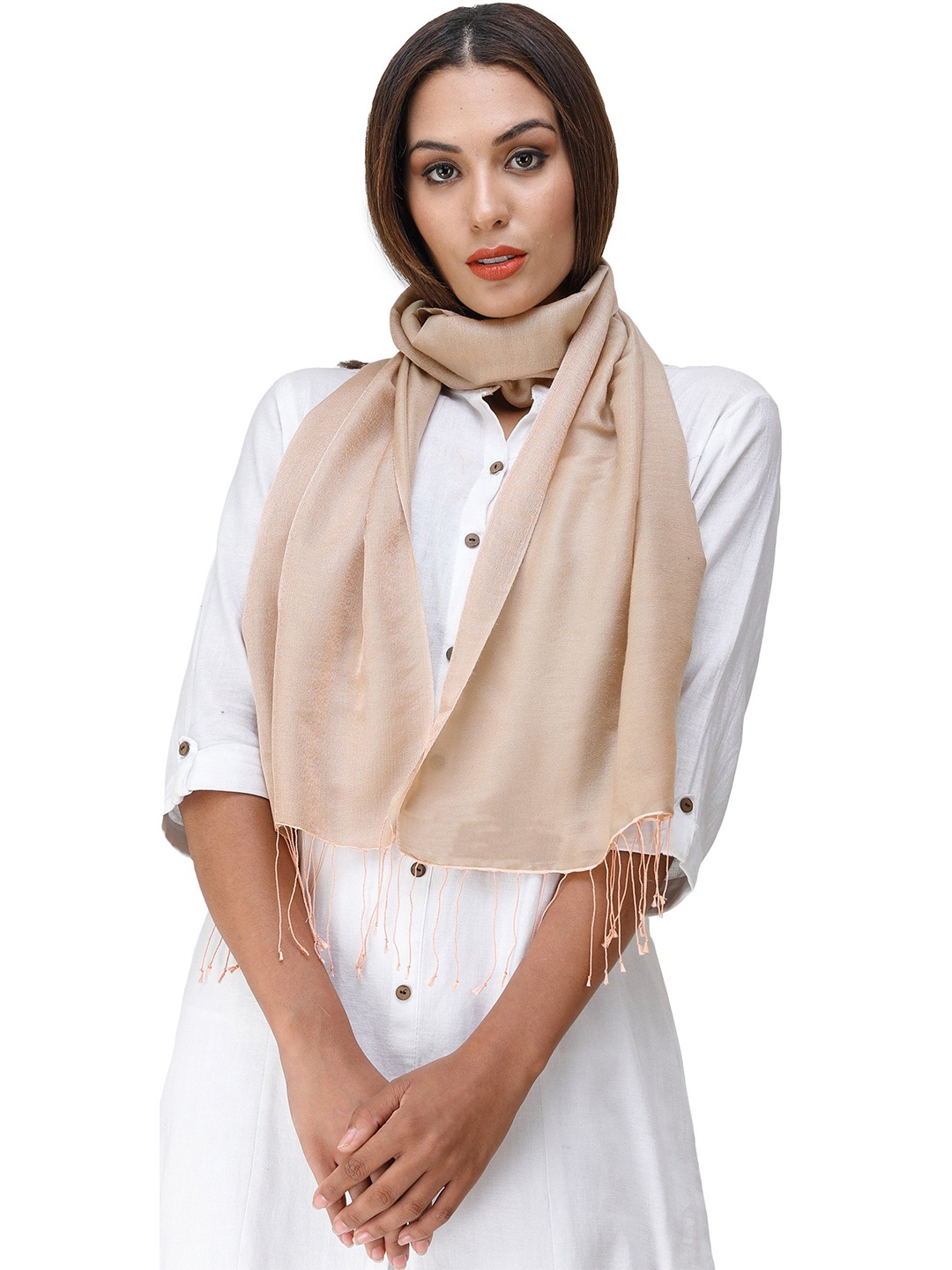 

Exotic India Women Scarf, Beige
