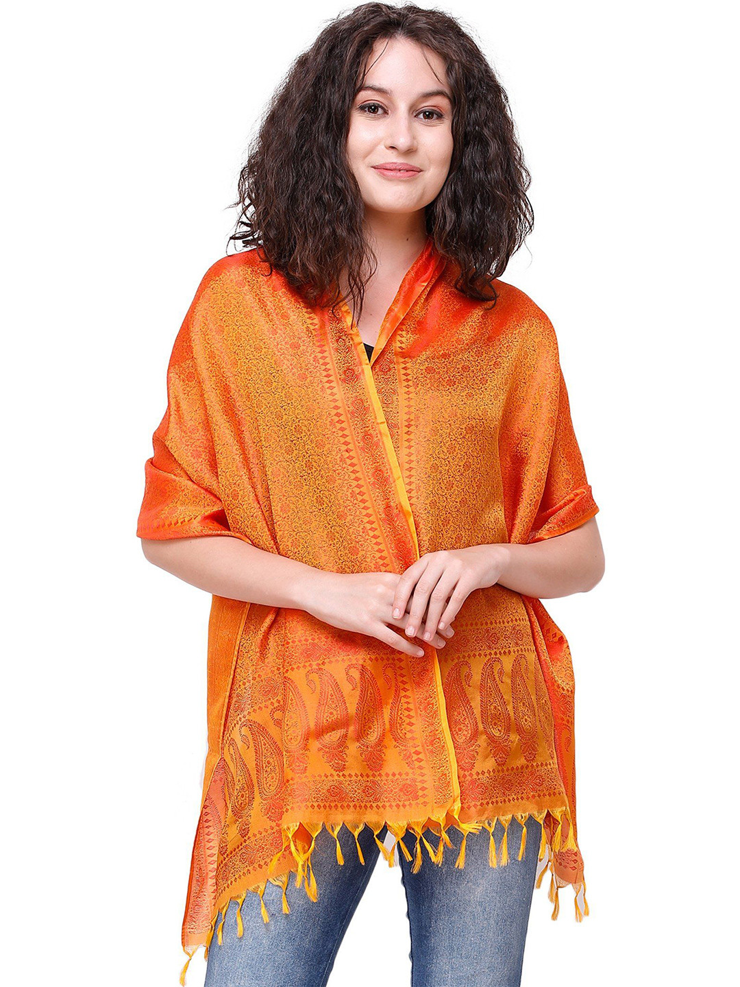 

Exotic India Women Scarf, Orange