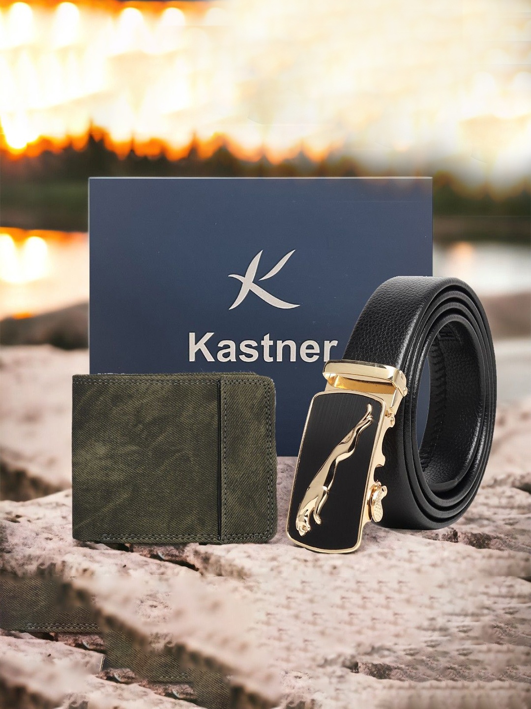 

Kastner Men Accessory Gift Set of Belt & Wallet, Black