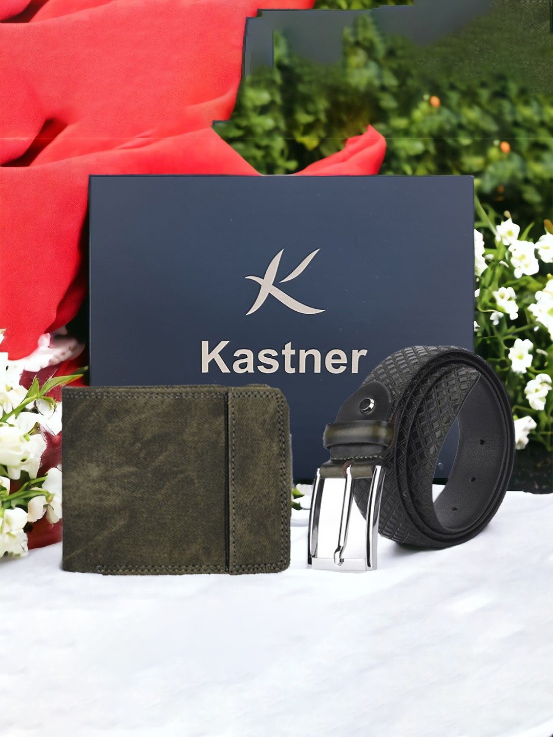 

Kastner Men Accessory Gift Set of Belt & Wallet, Green