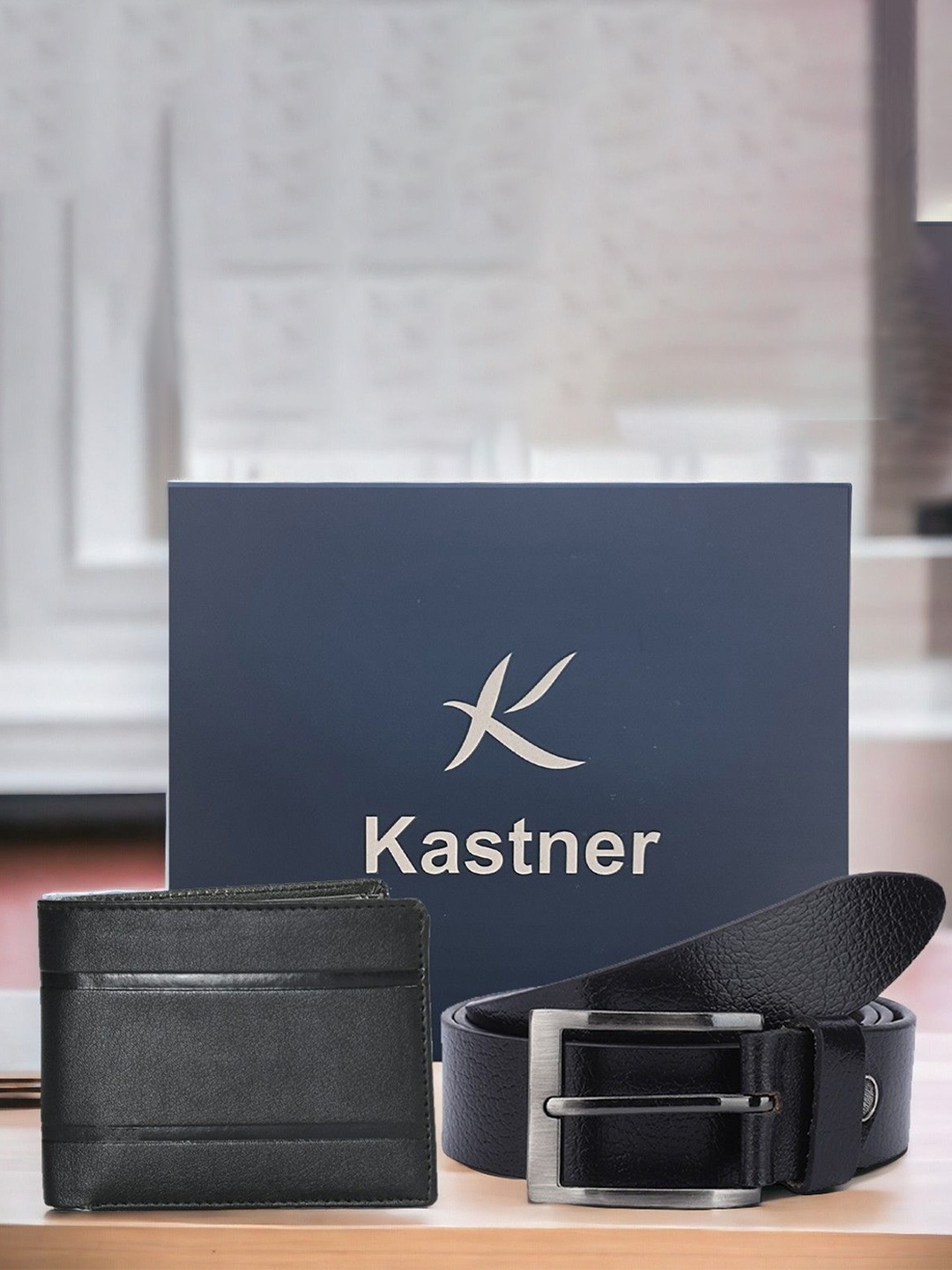 

Kastner Men Leather Belt With Wallet Accessory Gift Set, Black