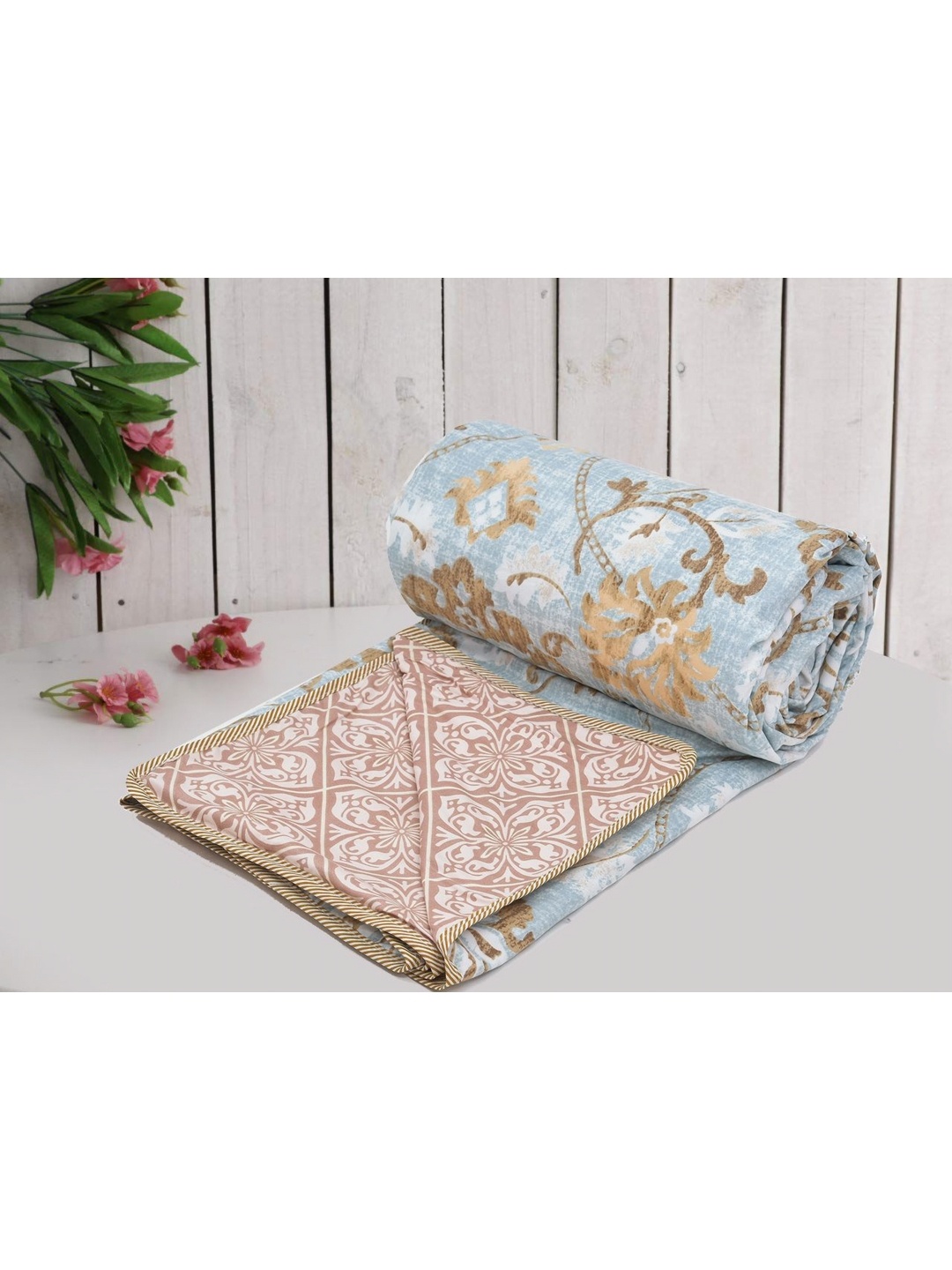 

RRC Blue & Green Floral Printed Microfiber AC Room 120 GSM Reversible Double Bed Dohar