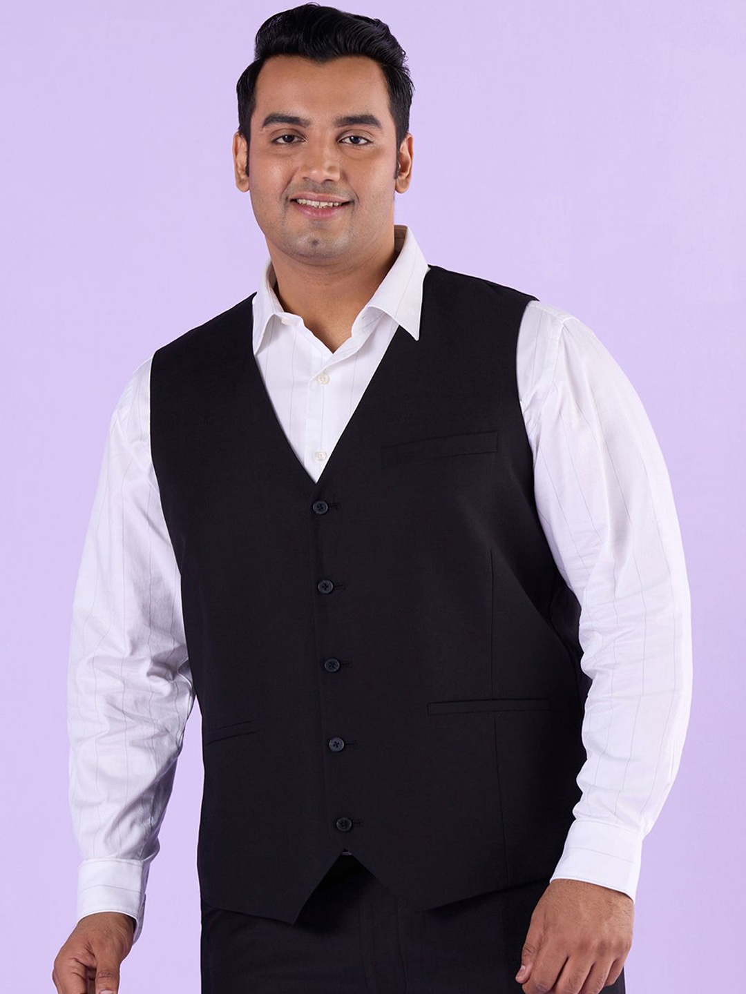 

Big Hello - The Plus Life Men V-Neck Casual Waistcoat, Black