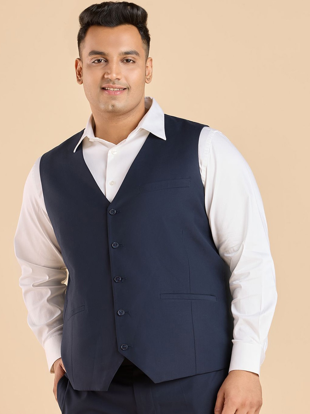 

Big Hello - The Plus Life Men V-Neck Corduroy Casual Waistcoat, Navy blue