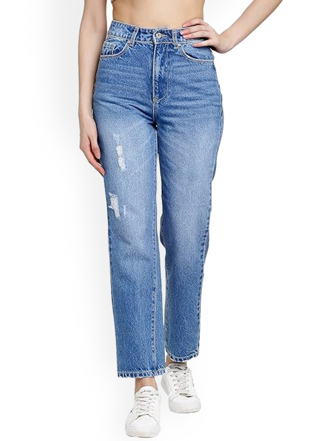 

Global Republic Women Comfort Highly Distressed Heavy Fade Stretchable Jeans, Blue