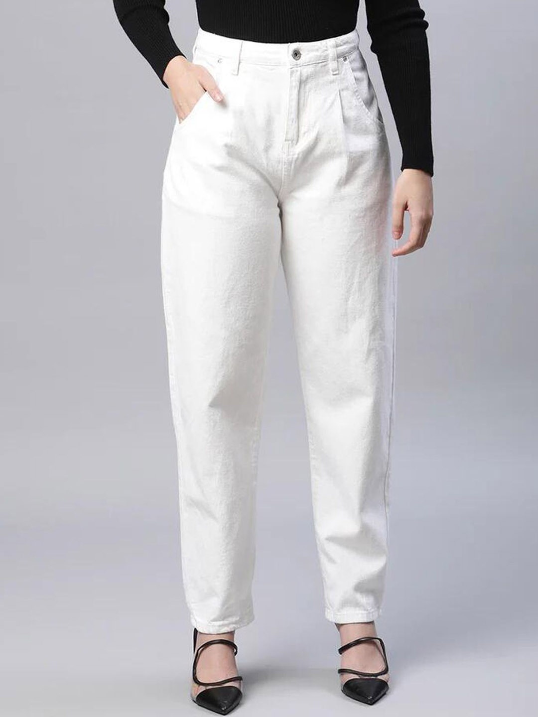 

Global Republic Women Comfort High-Rise Clean Look Stretchable Jeans, White
