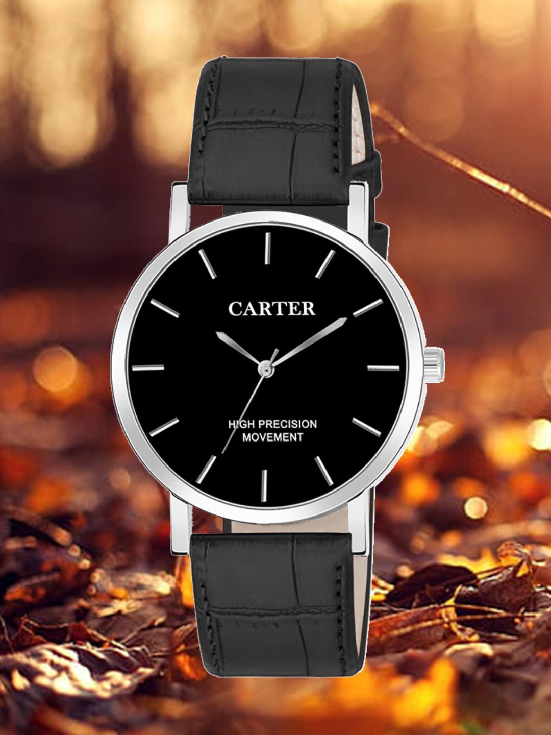 

Sandy D Carter Men Dial & Leather Straps Analogue Watch SDC24-114G-BK, Black