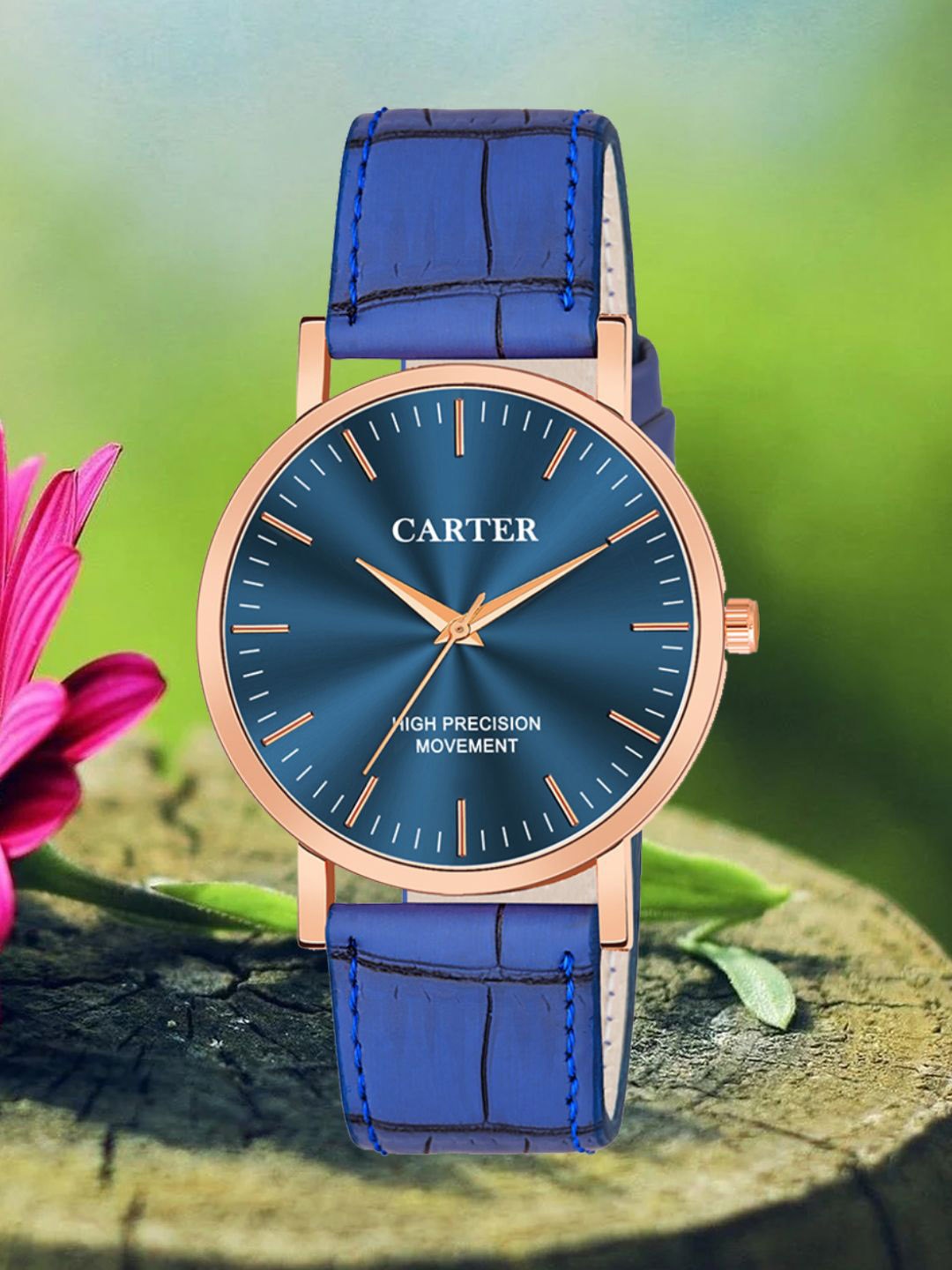 

Sandy D Carter Men Dial & Leather Textured Straps Analogue Watch SDC24-112G-BL, Blue