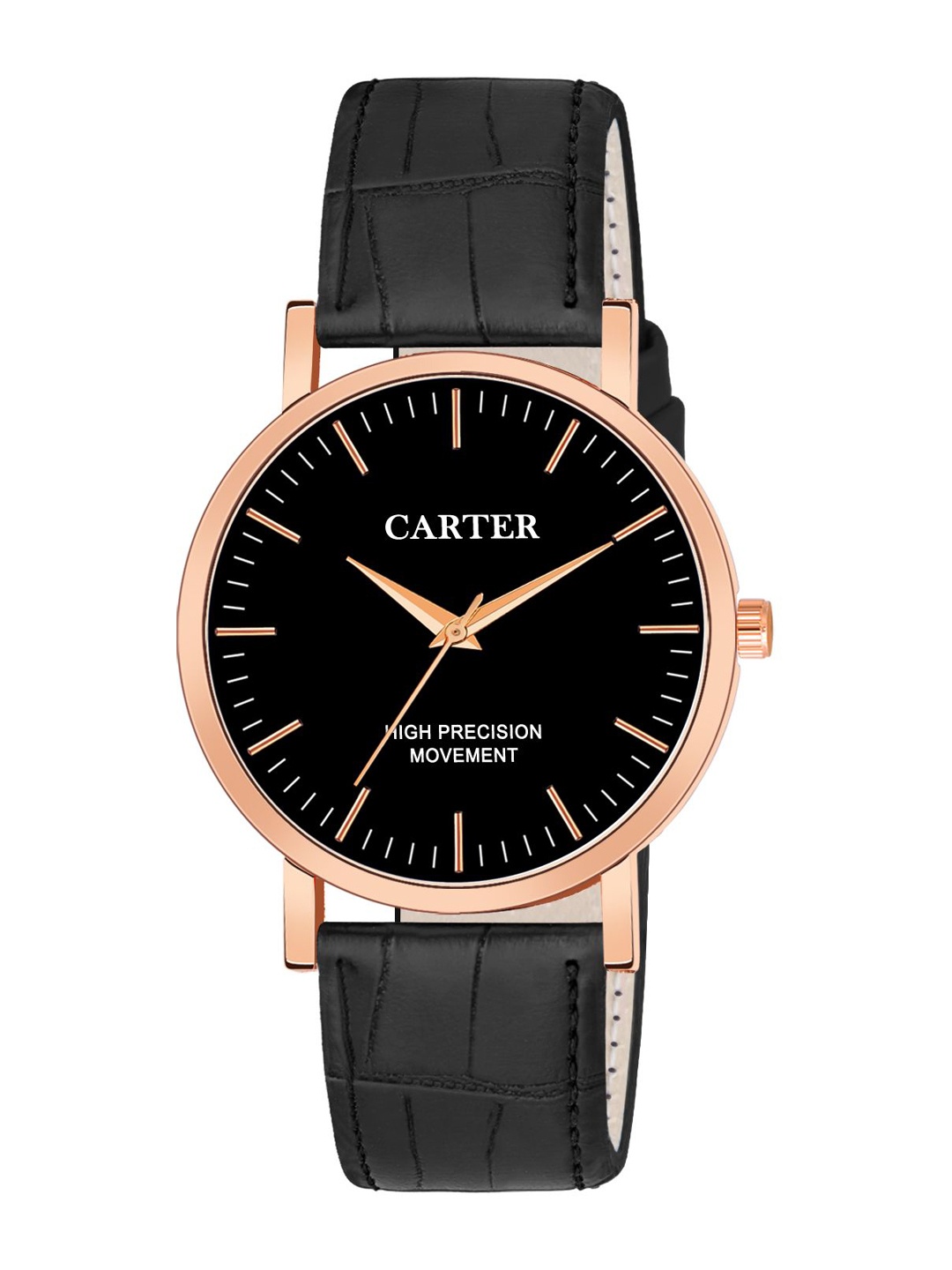 

Sandy D Carter Men Dial & Leather Textured Straps Analogue Watch SDC24-113G-BK, Black