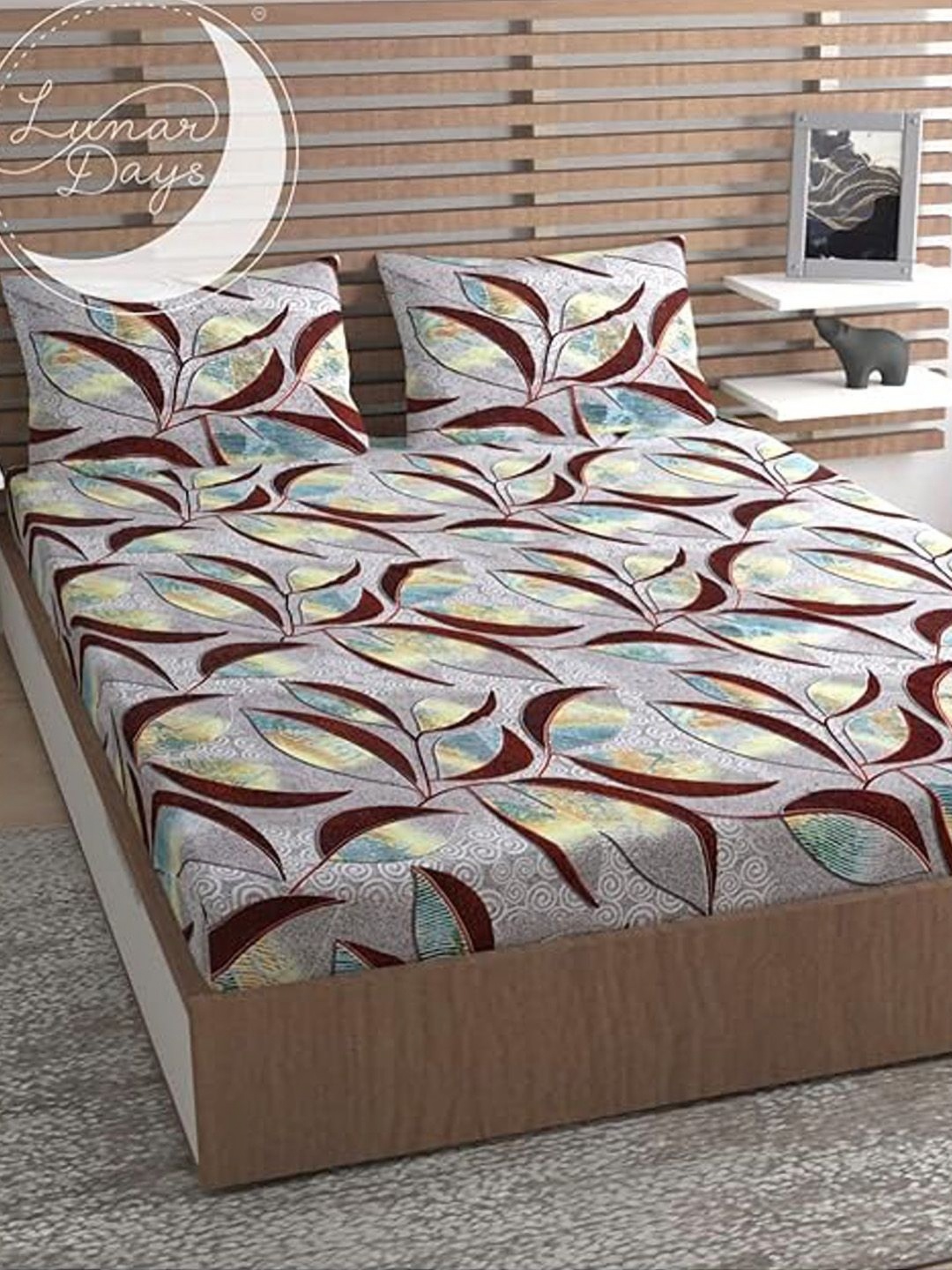 

Lunar Days Grey & Brown Floral Cotton 140 TC Queen Bedsheet with 2 Pillow Covers